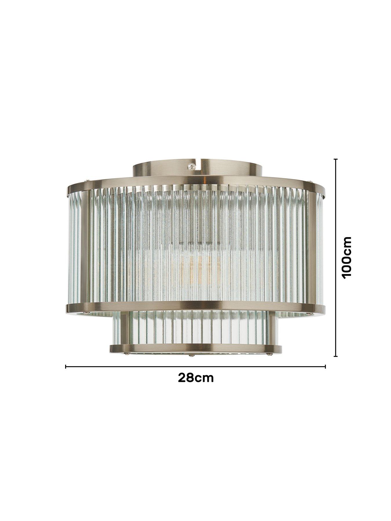 Image 5 of 6 of Very Home 3 Light Glass 2 Tiered Easy Fit with Metal Trim