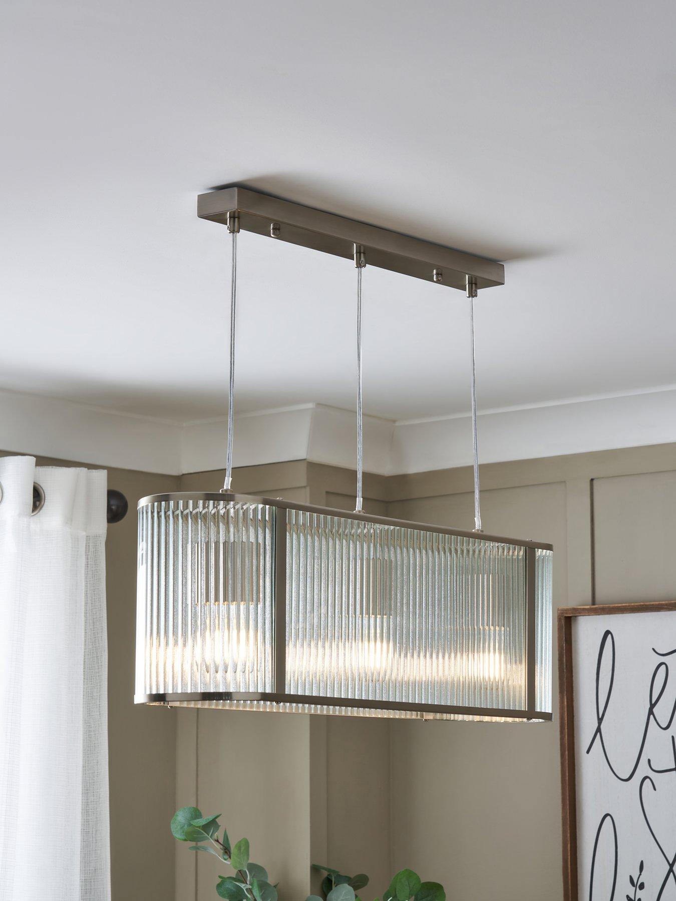 undefined 3 Light Bar Tiered Pendant With Metal Trim
