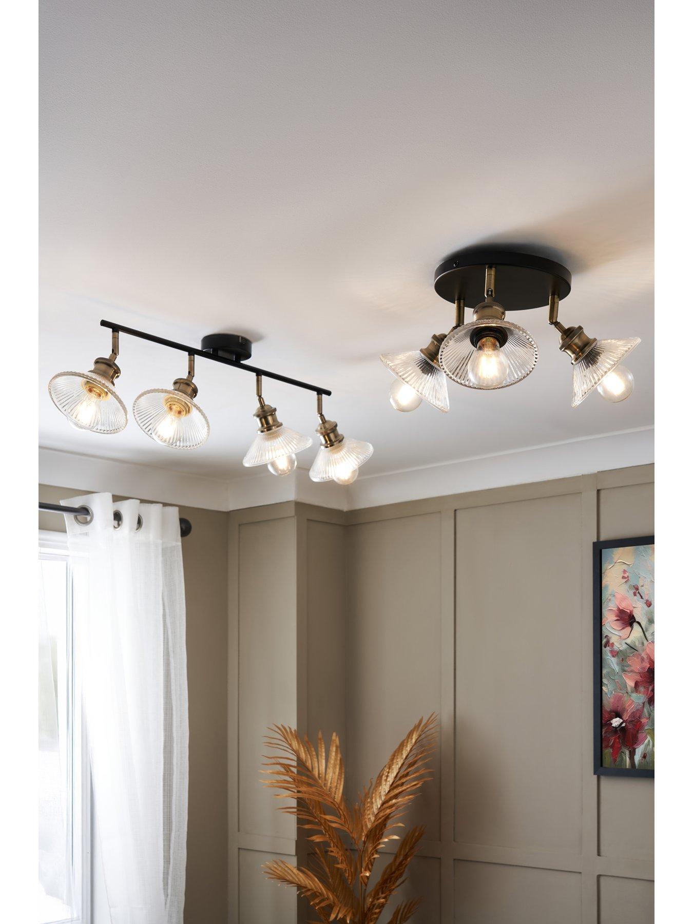 Image 6 of 6 of Very Home Vintage Ribbed Glass 4 Light Bar