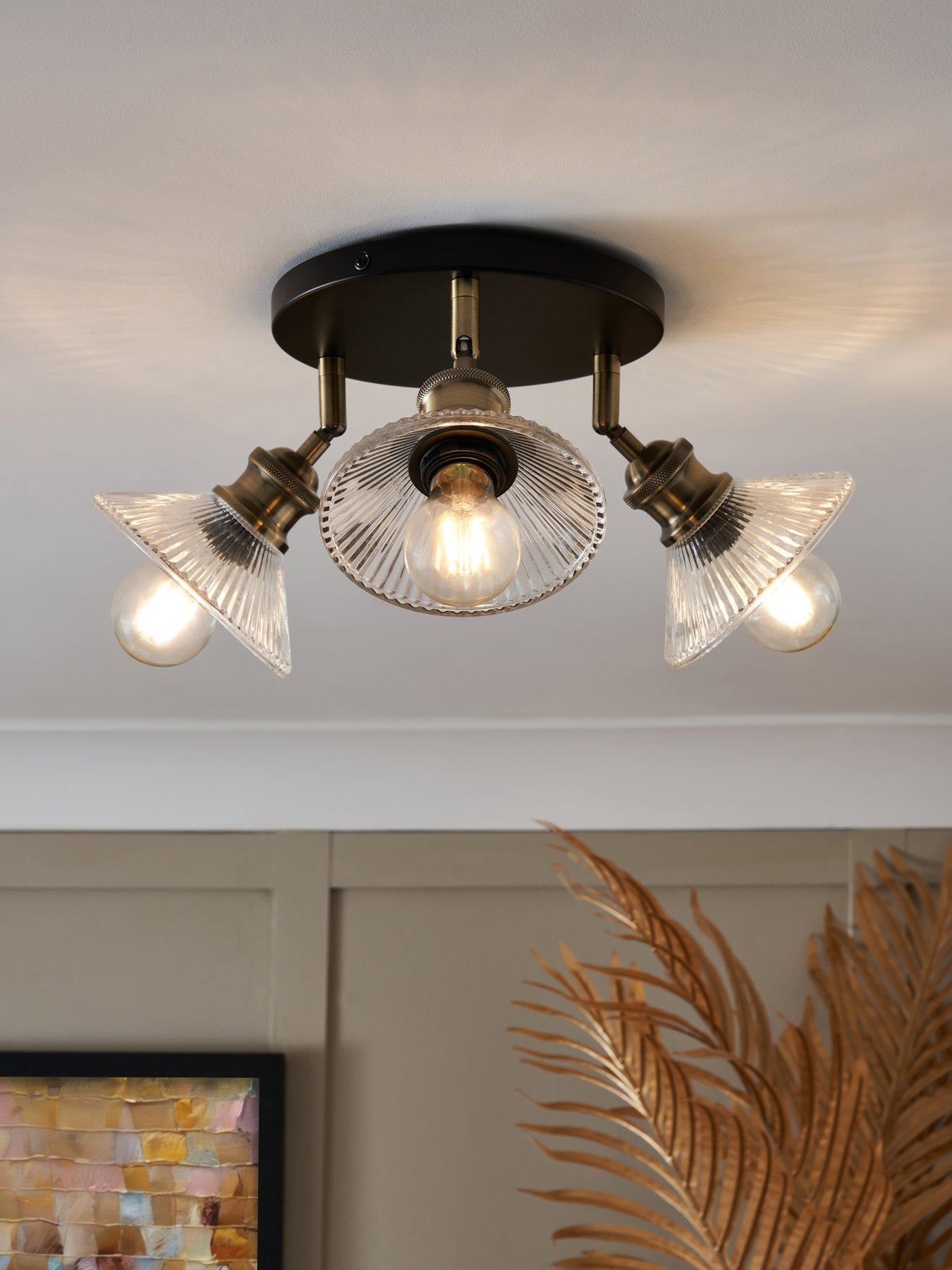 undefined Vintage Ribbed Glass 3 Light
