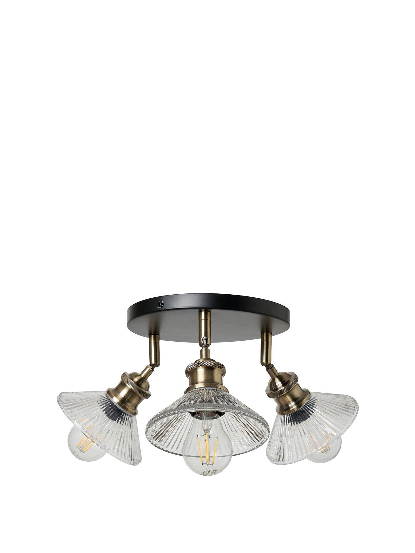 Image 2 of 6 of Very Home Vintage Ribbed Glass 3 Light