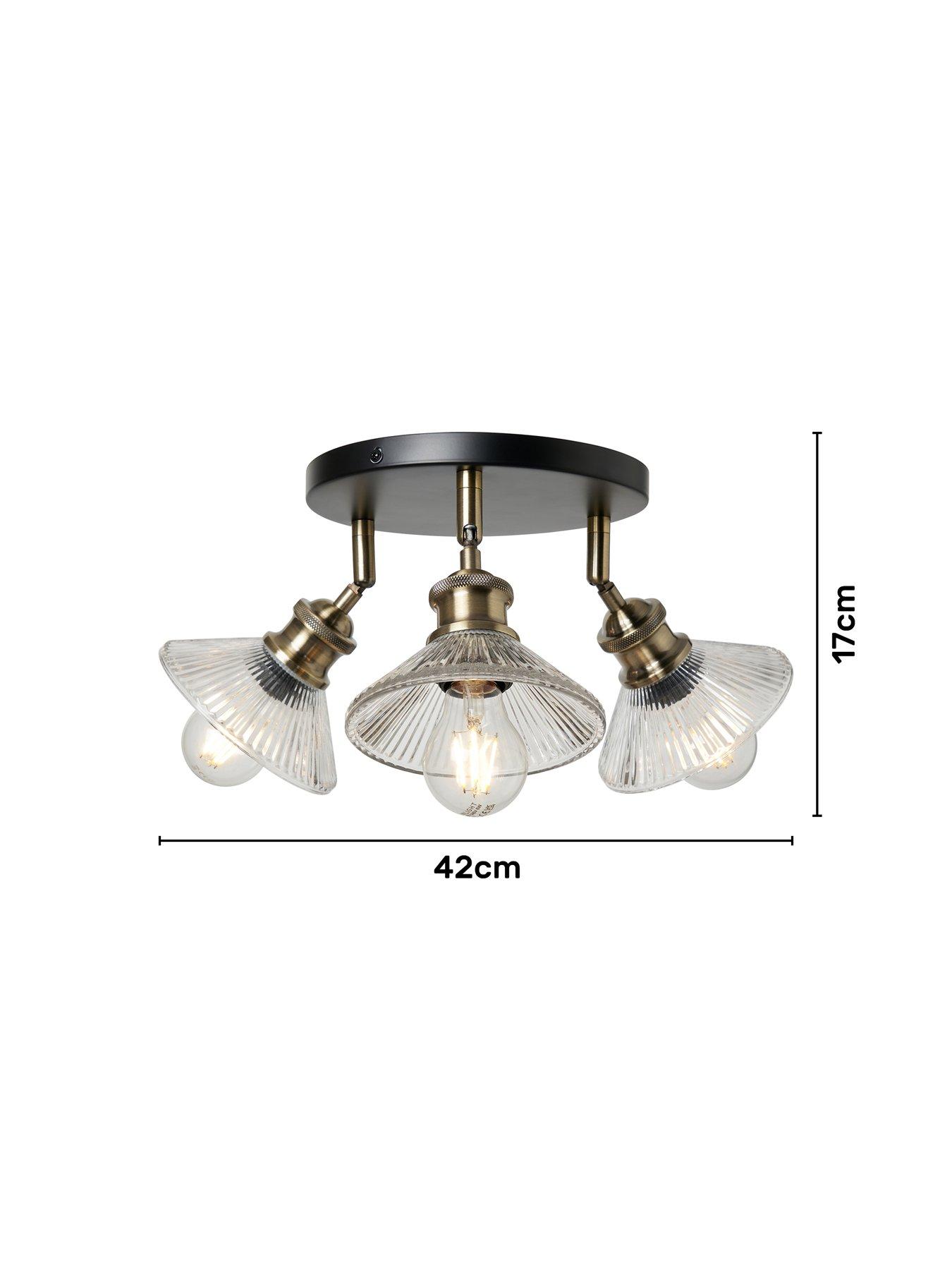 Image 5 of 6 of Very Home Vintage Ribbed Glass 3 Light