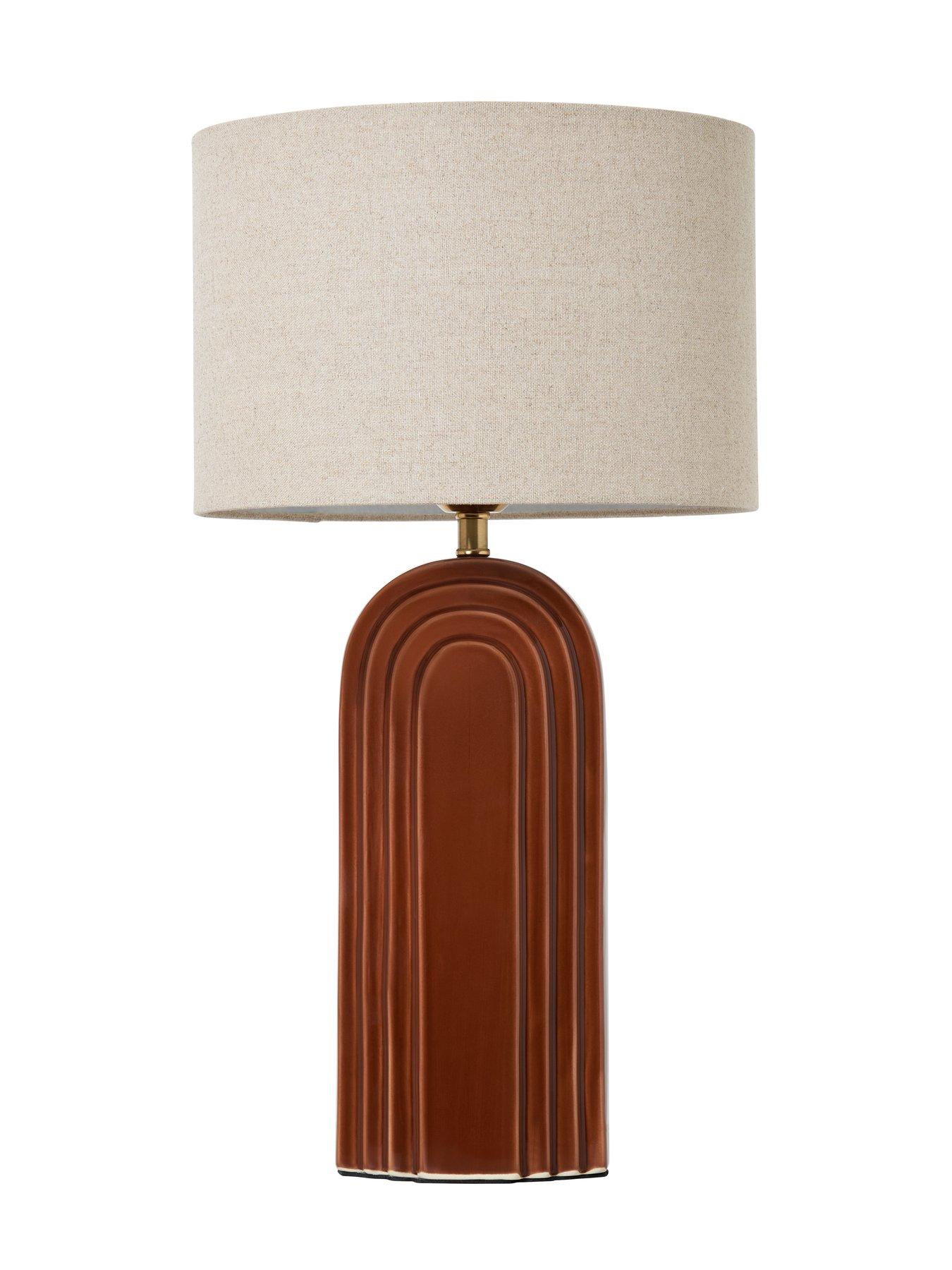 Image 3 of 6 of Very Home Brown Ceramic Arch Ceramic Table Lamp