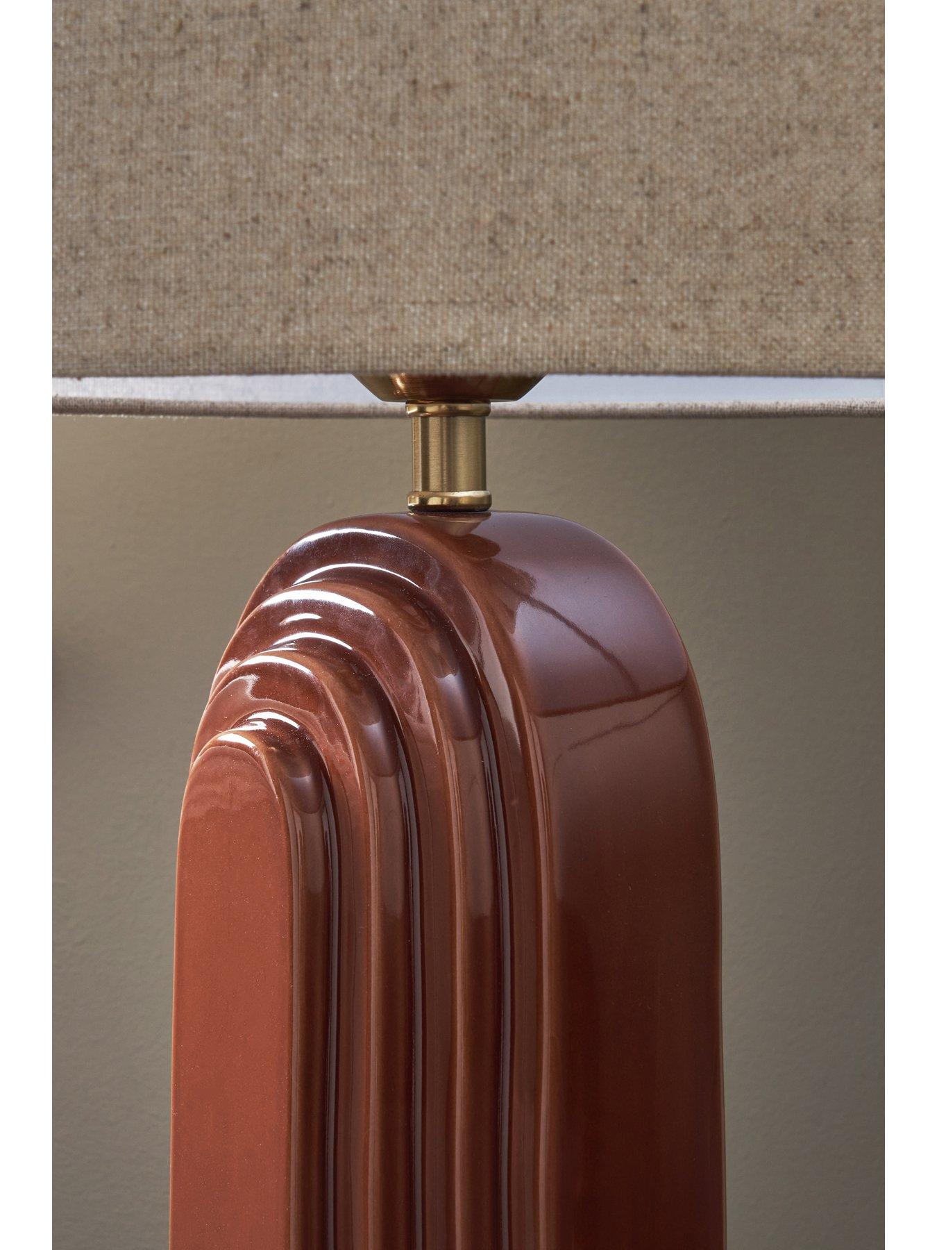 Image 4 of 6 of Very Home Brown Ceramic Arch Ceramic Table Lamp