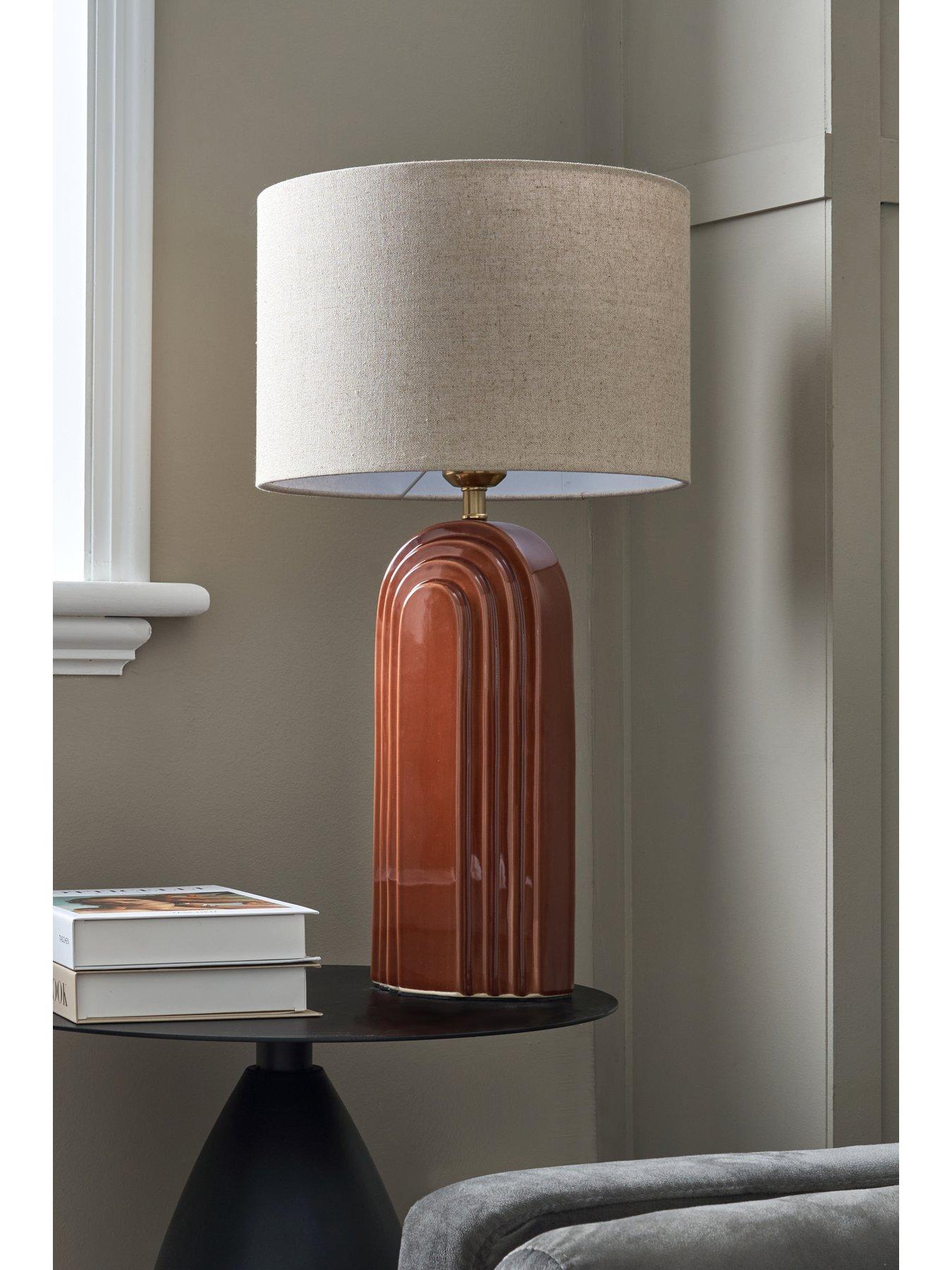 Image 6 of 6 of Very Home Brown Ceramic Arch Ceramic Table Lamp