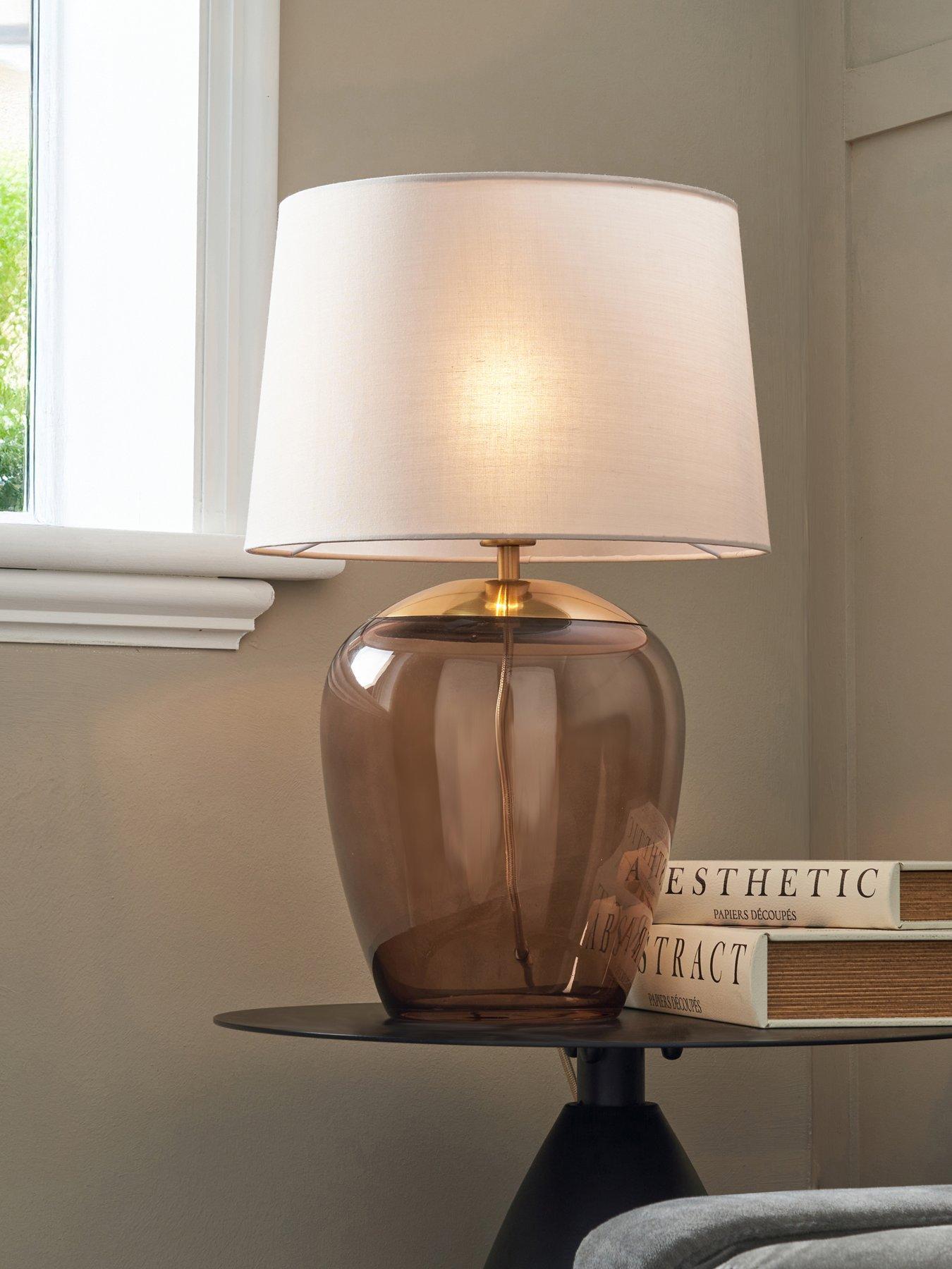 Image 1 of 6 of The Very Collection Smoked Glass Table Lamp