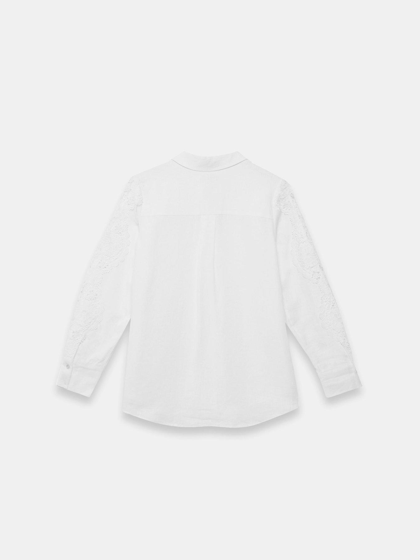  image of mint-velvet-ivory-linen-lace-trim-shirt