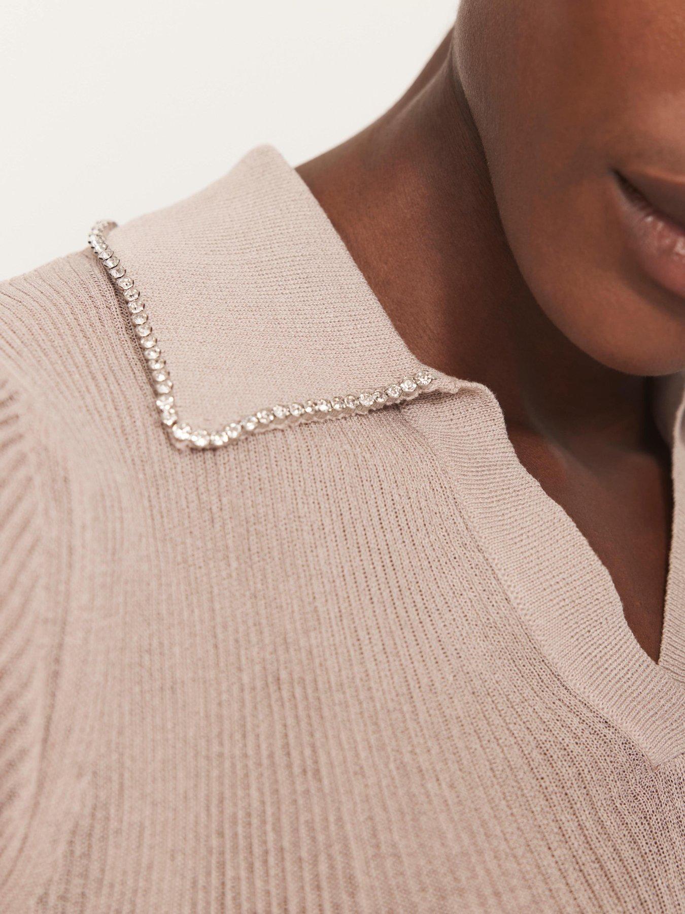  image of mint-velvet-neutral-embellished-knit-shirt