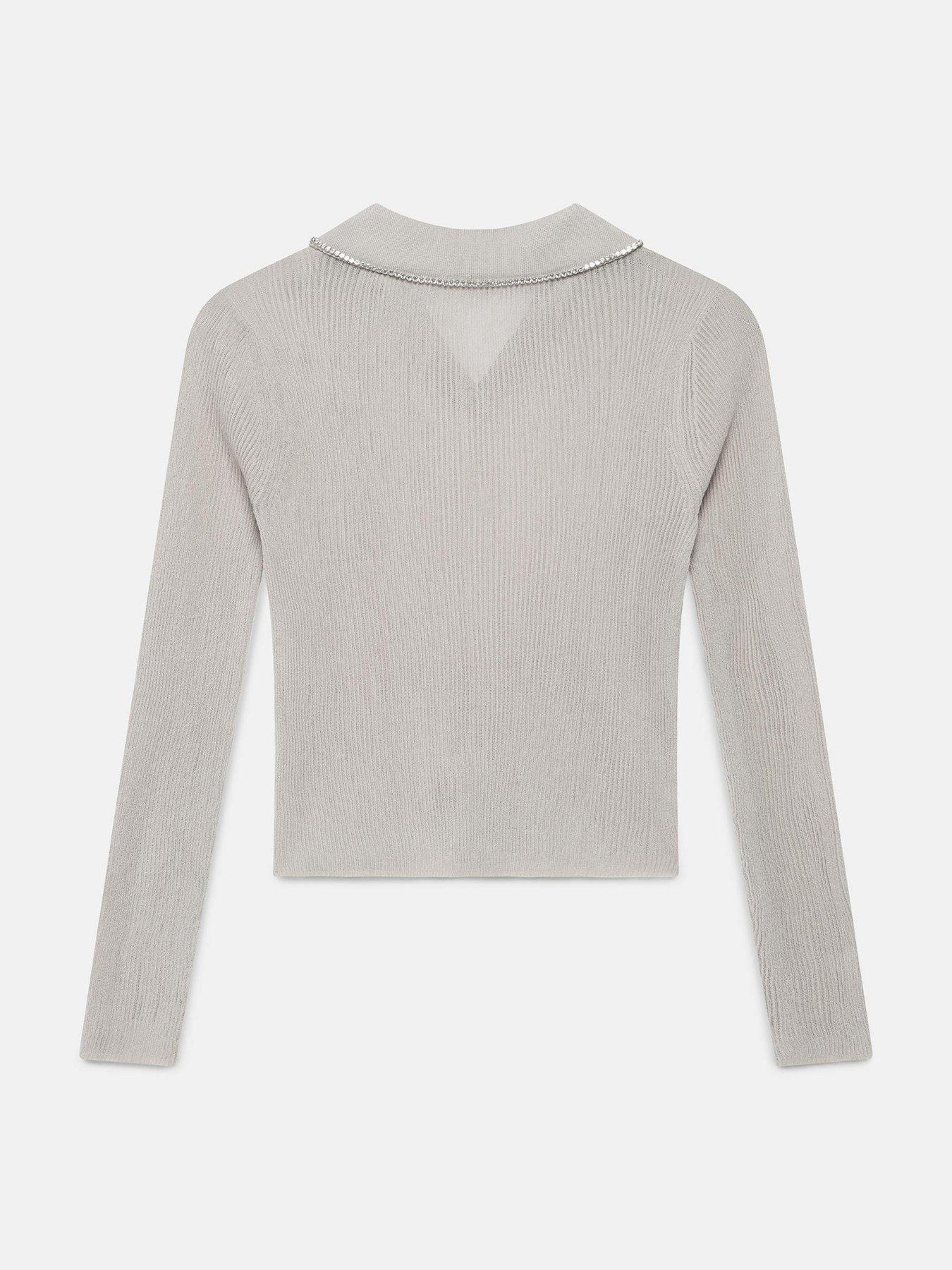  image of mint-velvet-neutral-embellished-knit-shirt