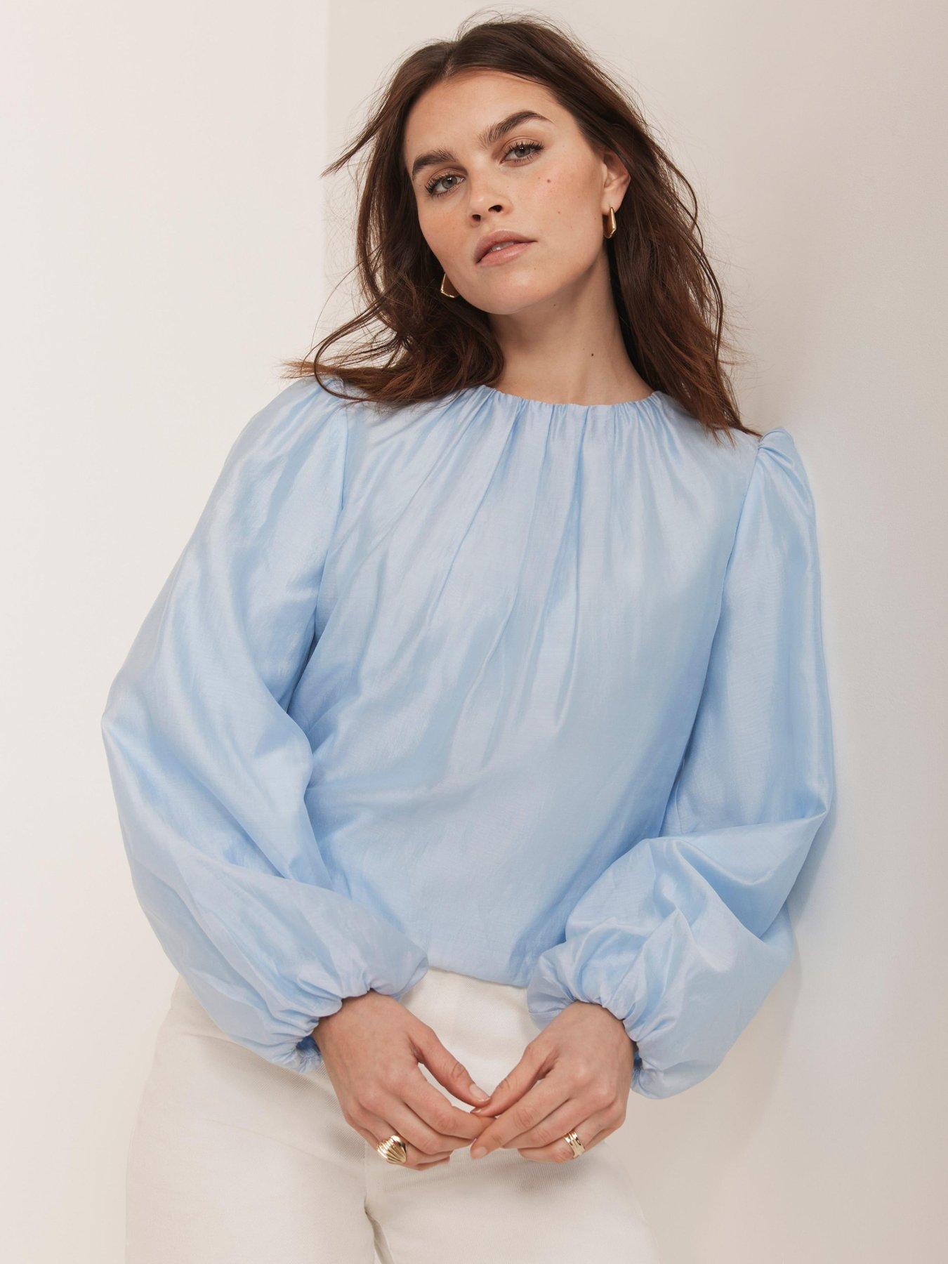 mint-velvet-sheer-puff-sleeve-top-blue