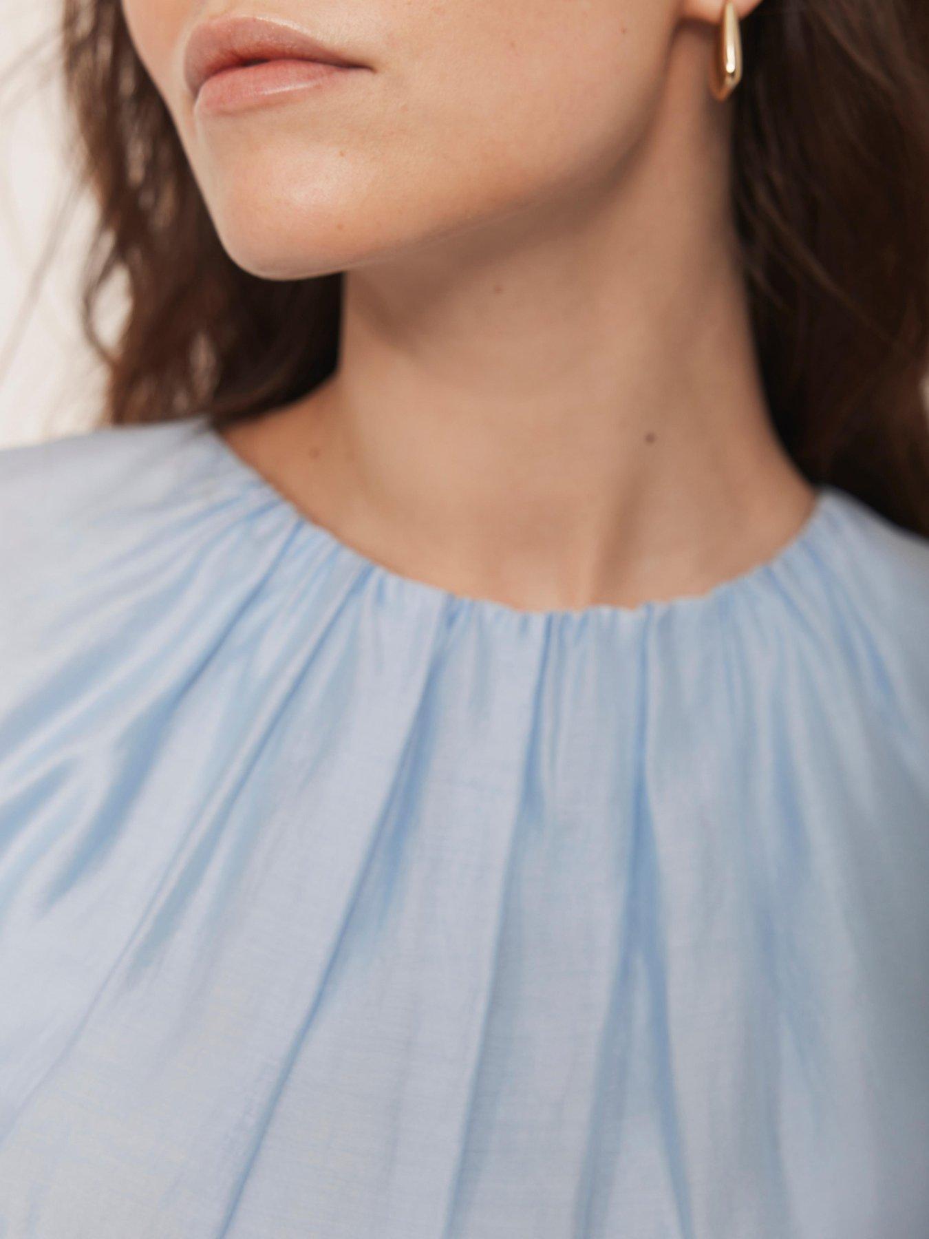  image of mint-velvet-sheer-puff-sleeve-top-blue