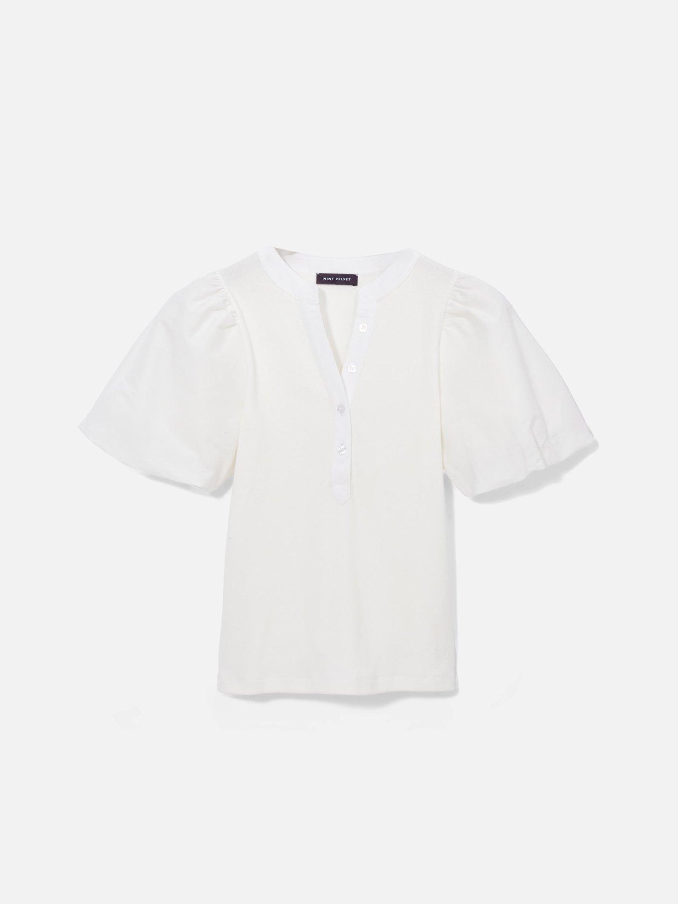  image of mint-velvet-ivory-puff-henley-top