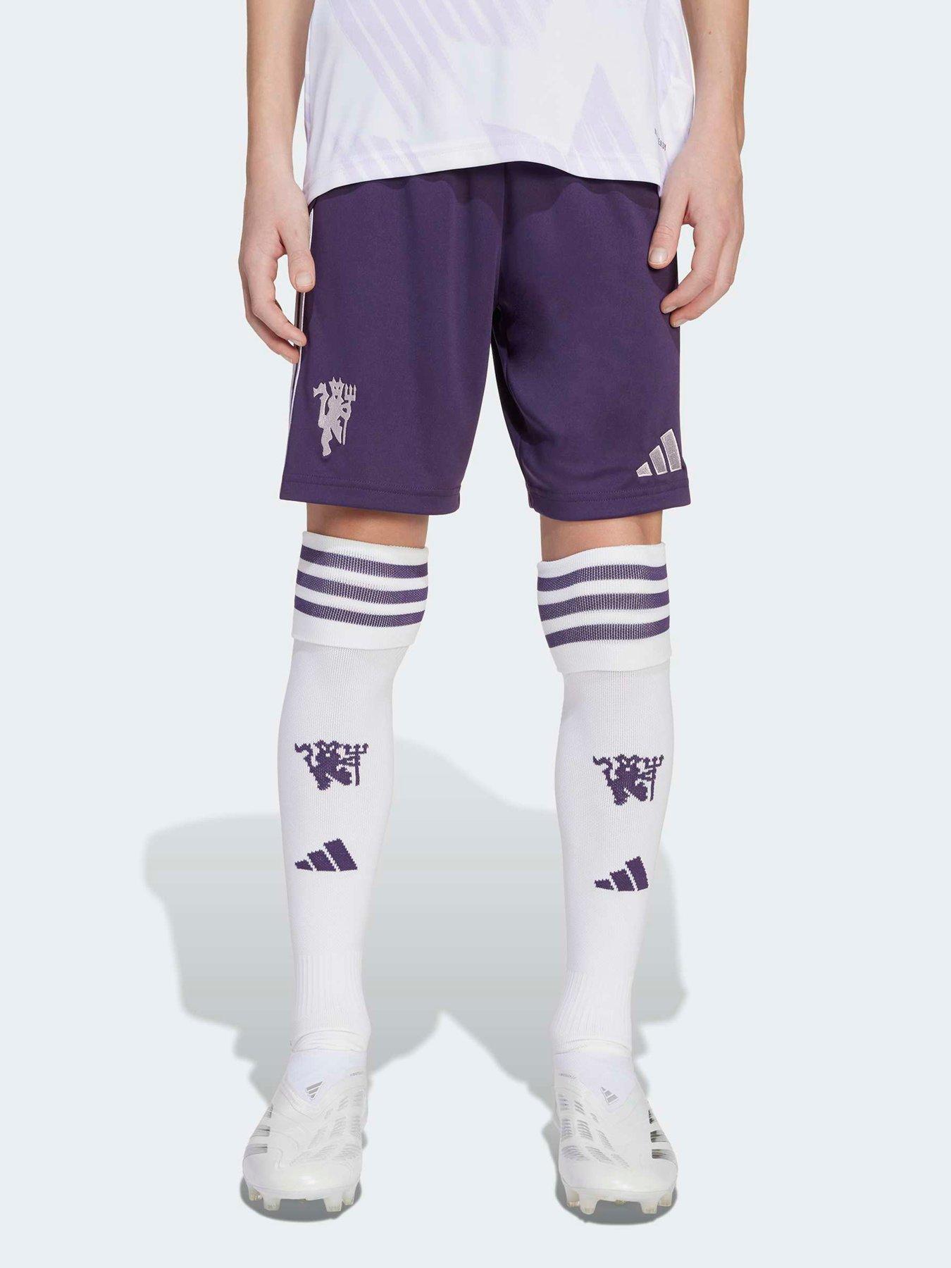 stillFront image of adidas-manchester-united-junior-2526-away-stadium-shorts-purple