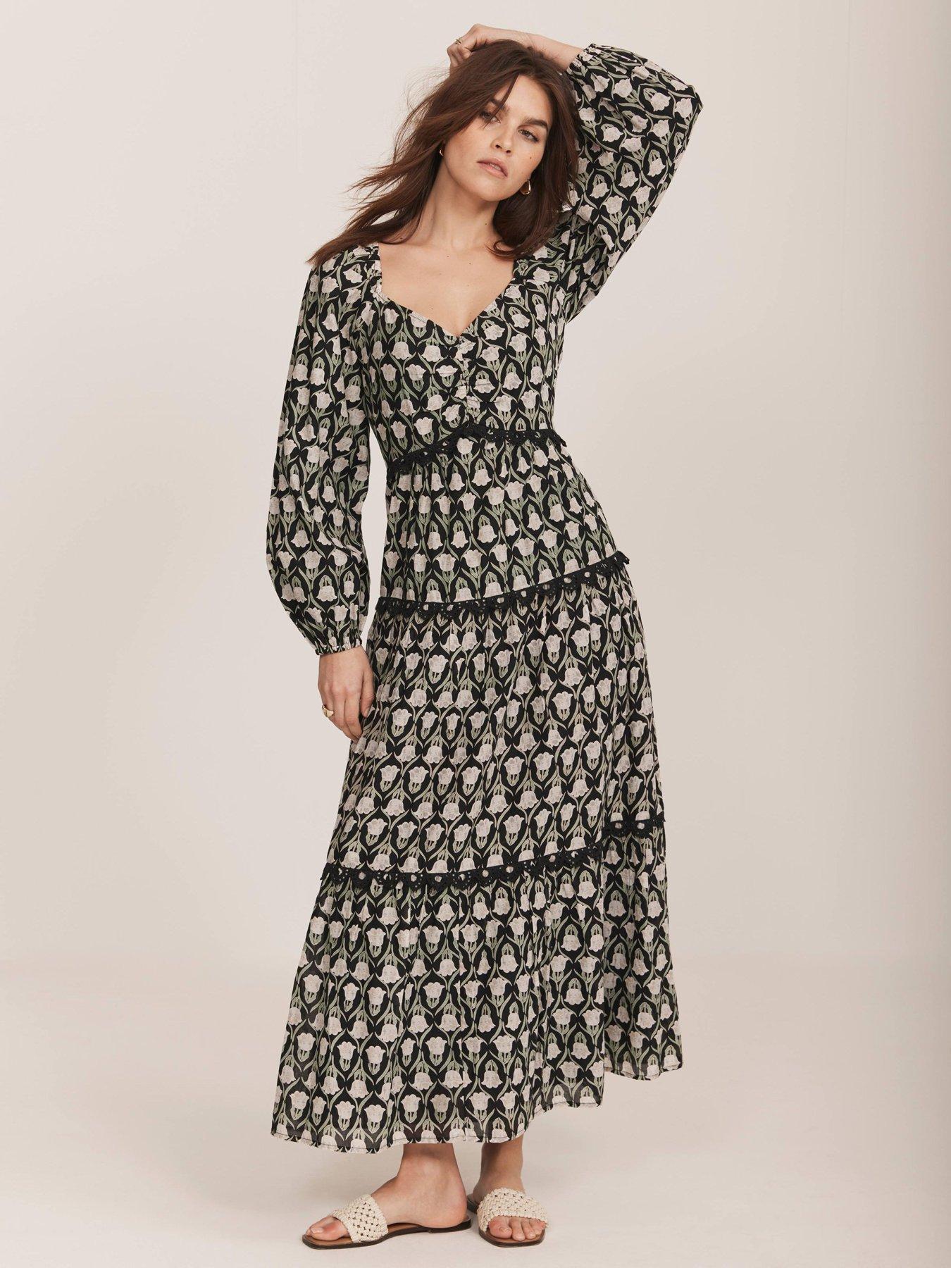 undefined Floral Print Maxi Dress - Black