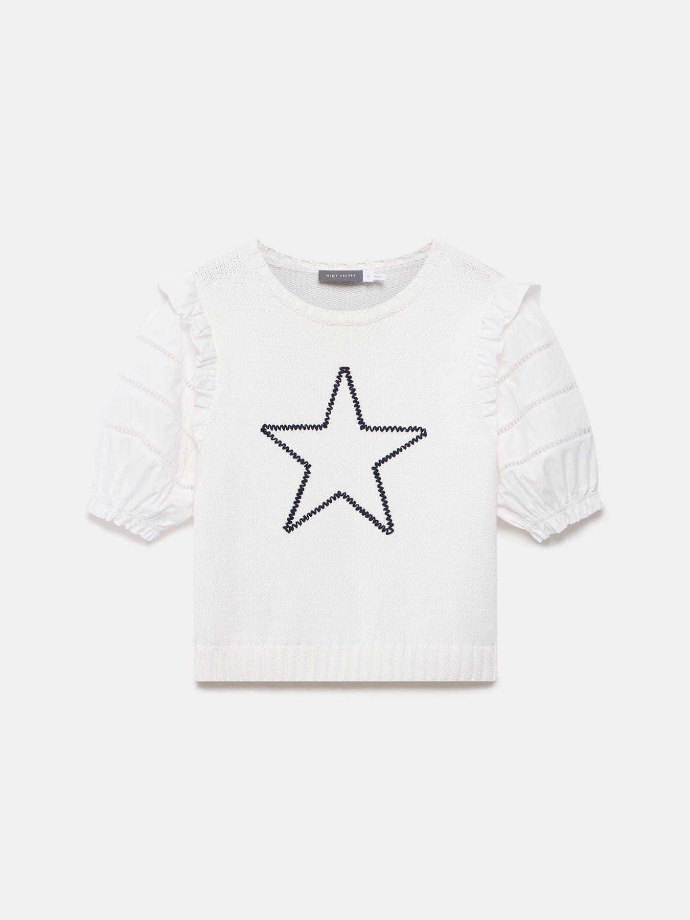  image of mint-velvet-knit-star-top-white