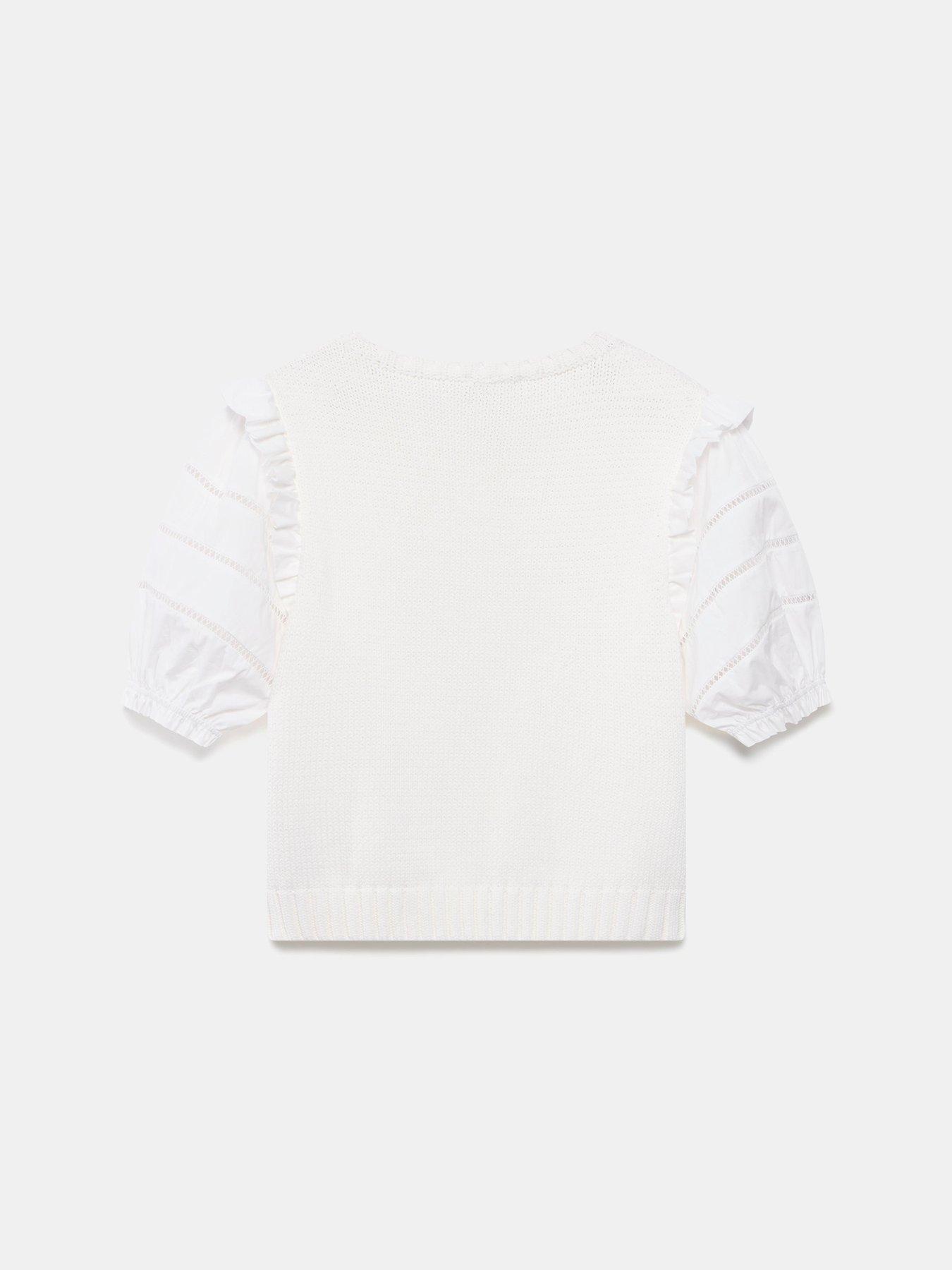  image of mint-velvet-knit-star-top-white