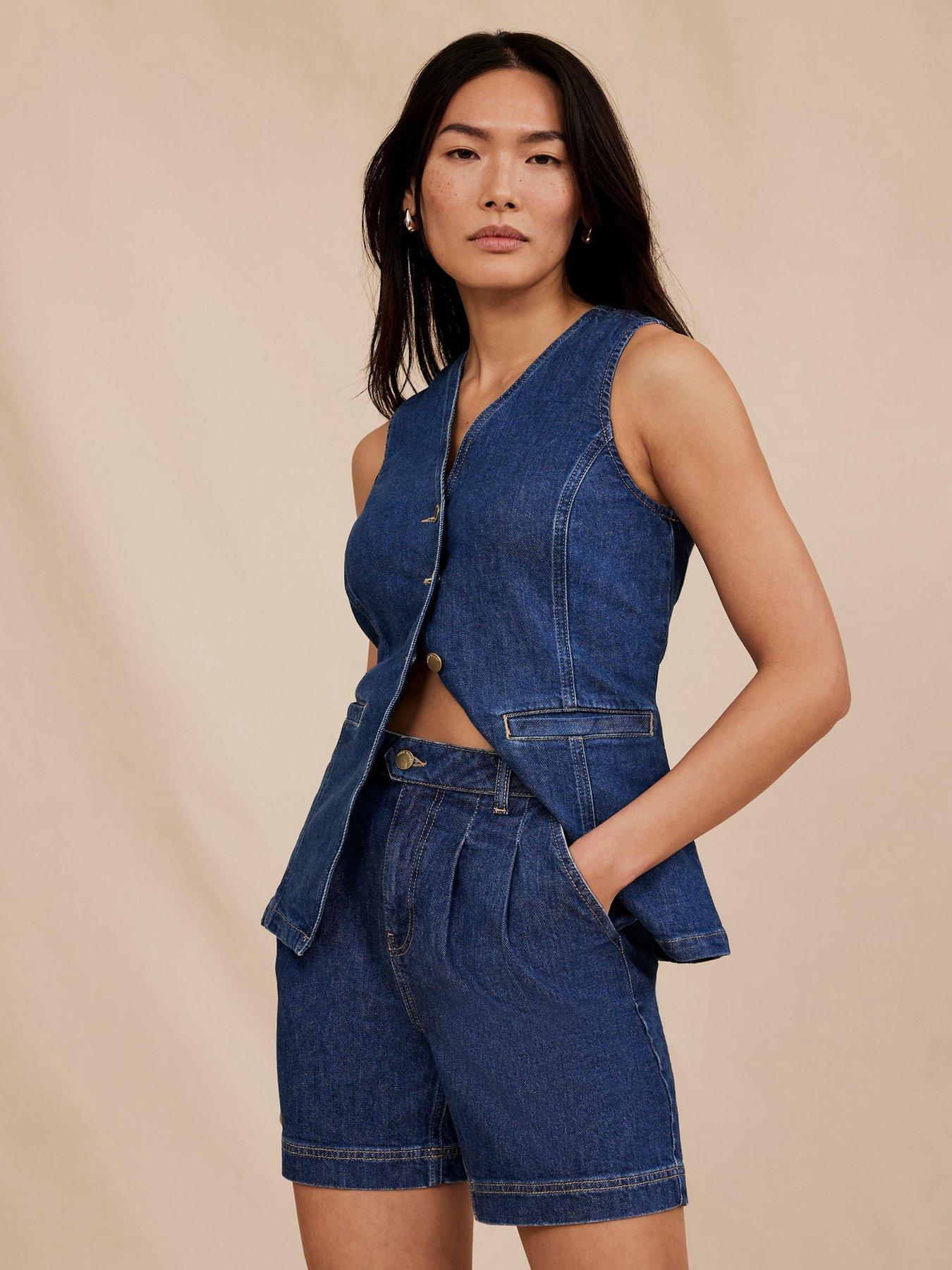 mint-velvet-indigo-pleat-short-blue