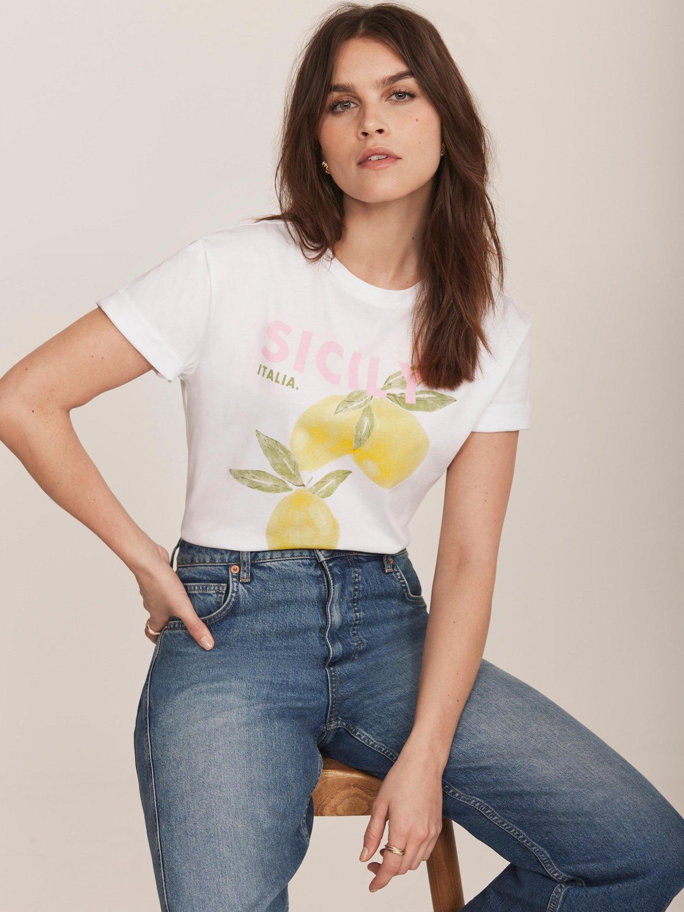  image of mint-velvet-ivory-lemon-graphic-t-shirt