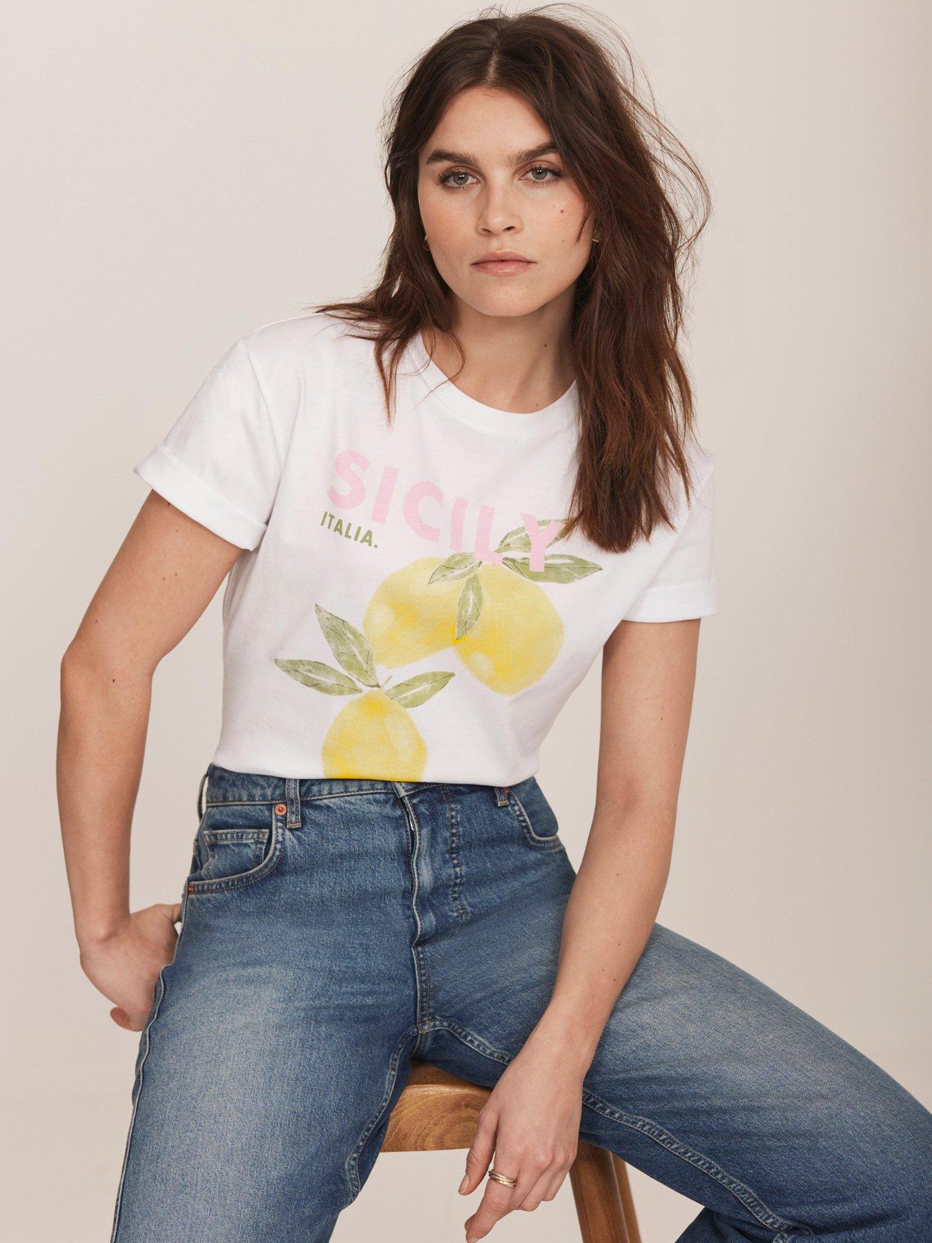 image of mint-velvet-ivory-lemon-graphic-t-shirt