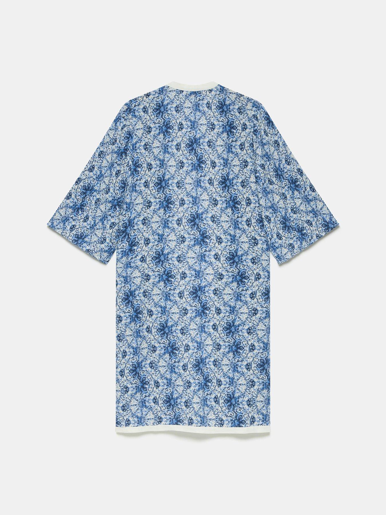  image of mint-velvet-tile-print-kimono-blue