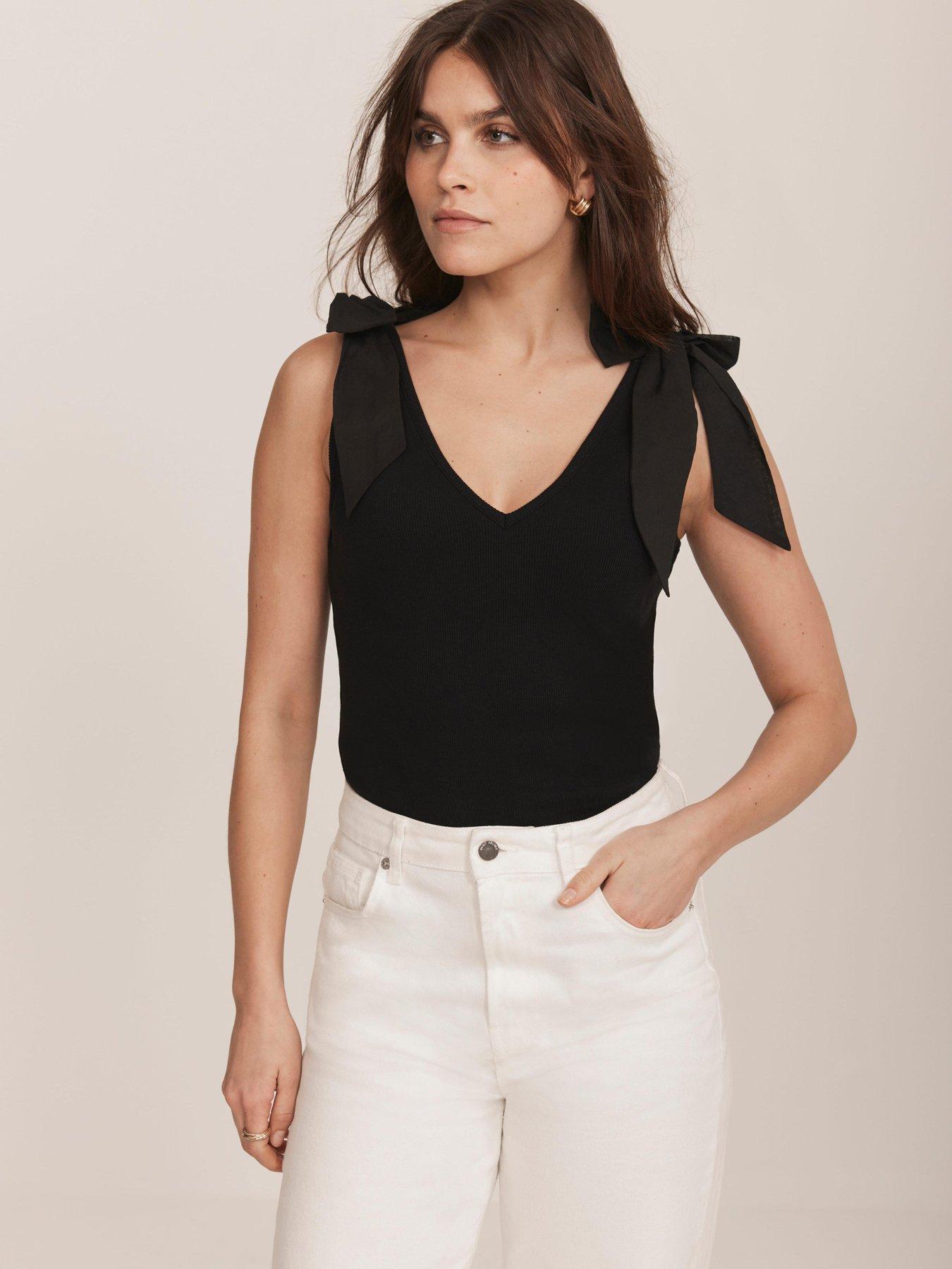 undefined Bow Detail Vest - Black