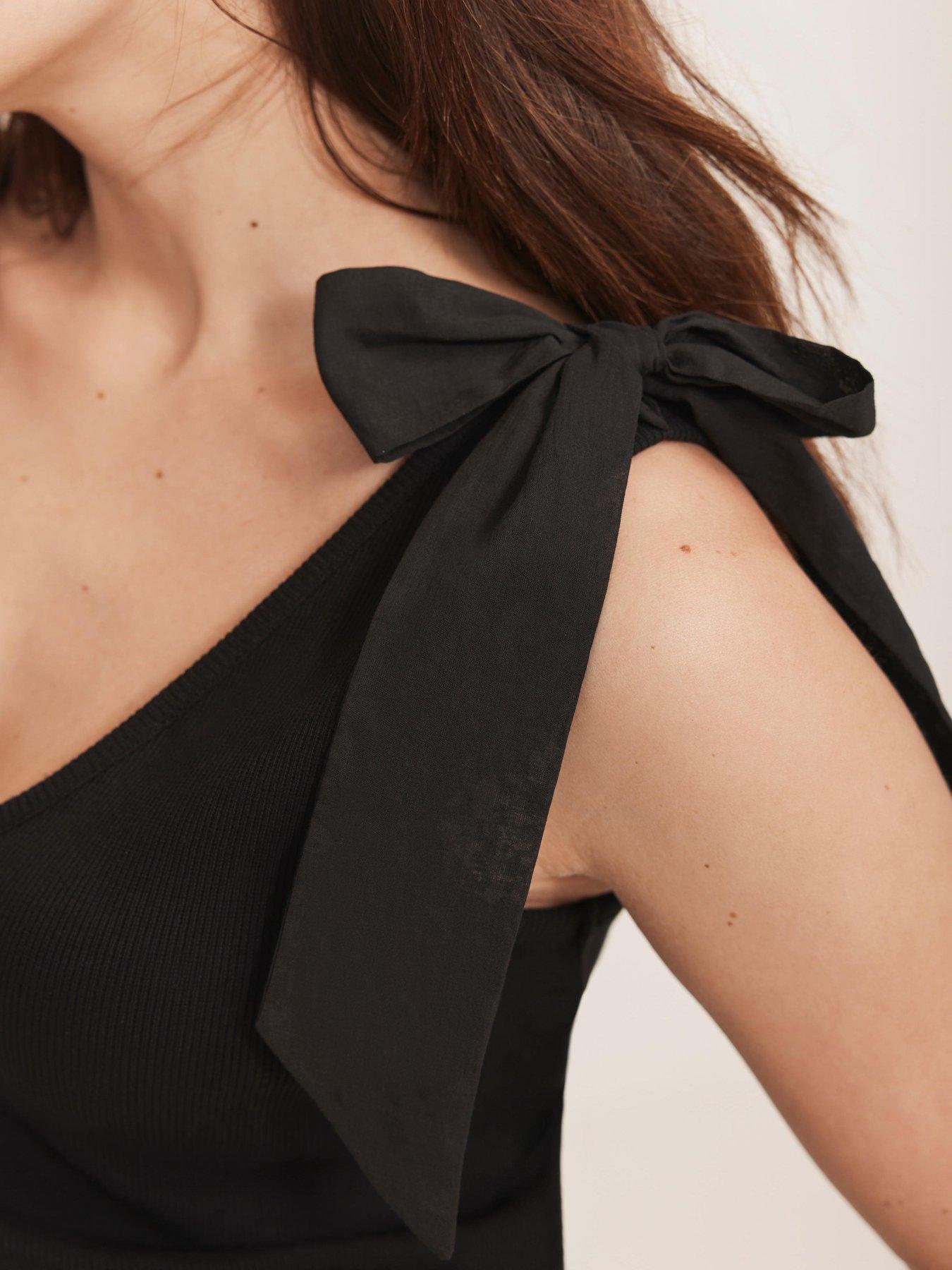  image of mint-velvet-bow-detail-vest-black