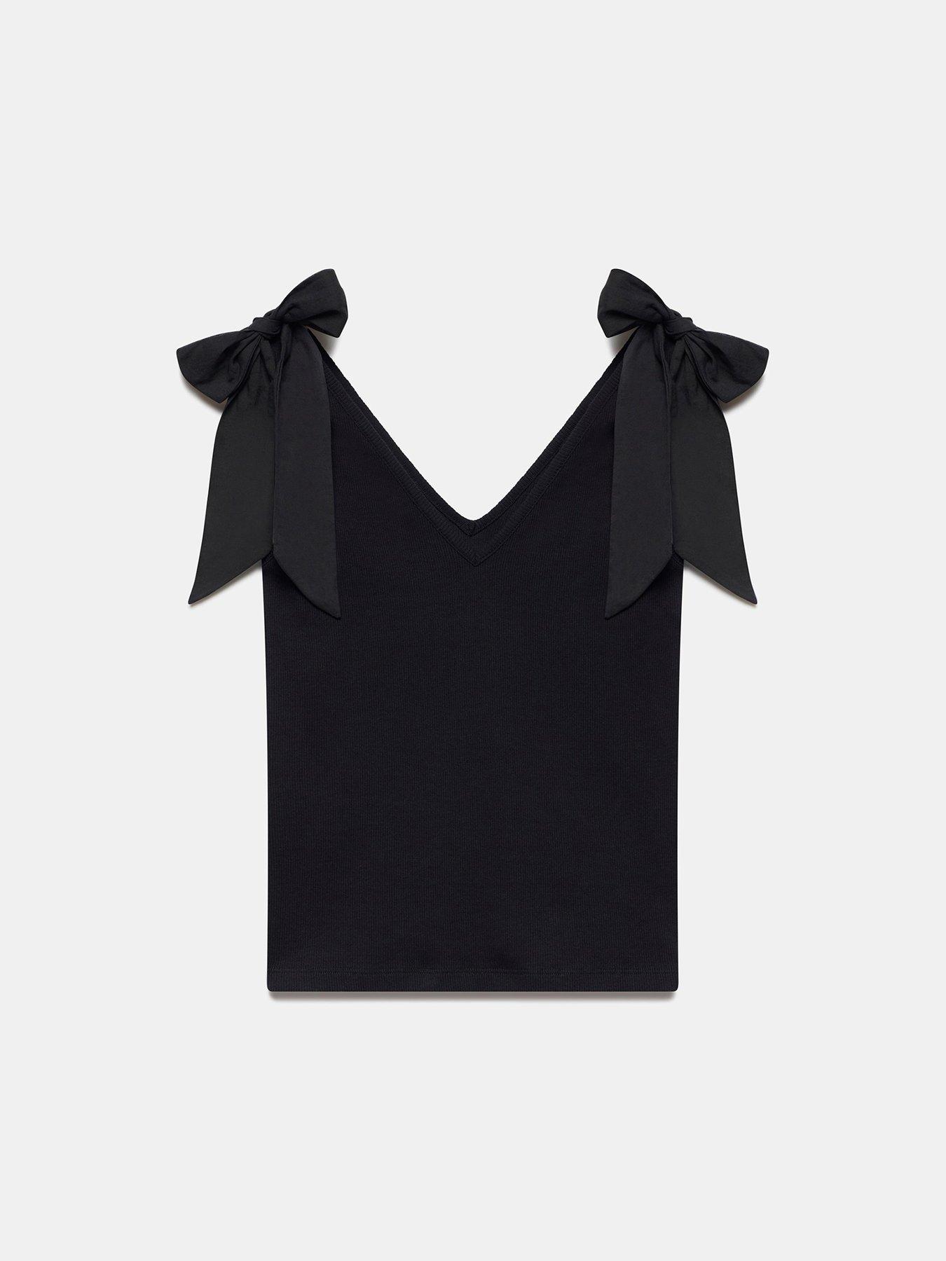 image of mint-velvet-bow-detail-vest-black