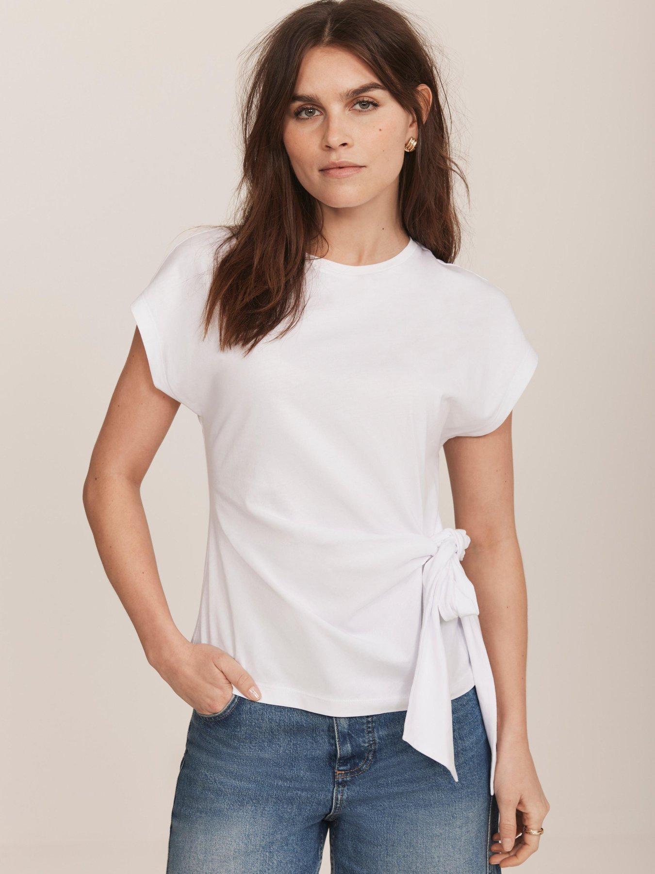  image of mint-velvet-ivory-tie-waist-t-shirt