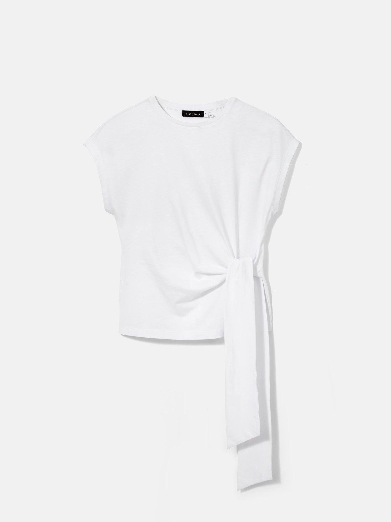  image of mint-velvet-ivory-tie-waist-t-shirt