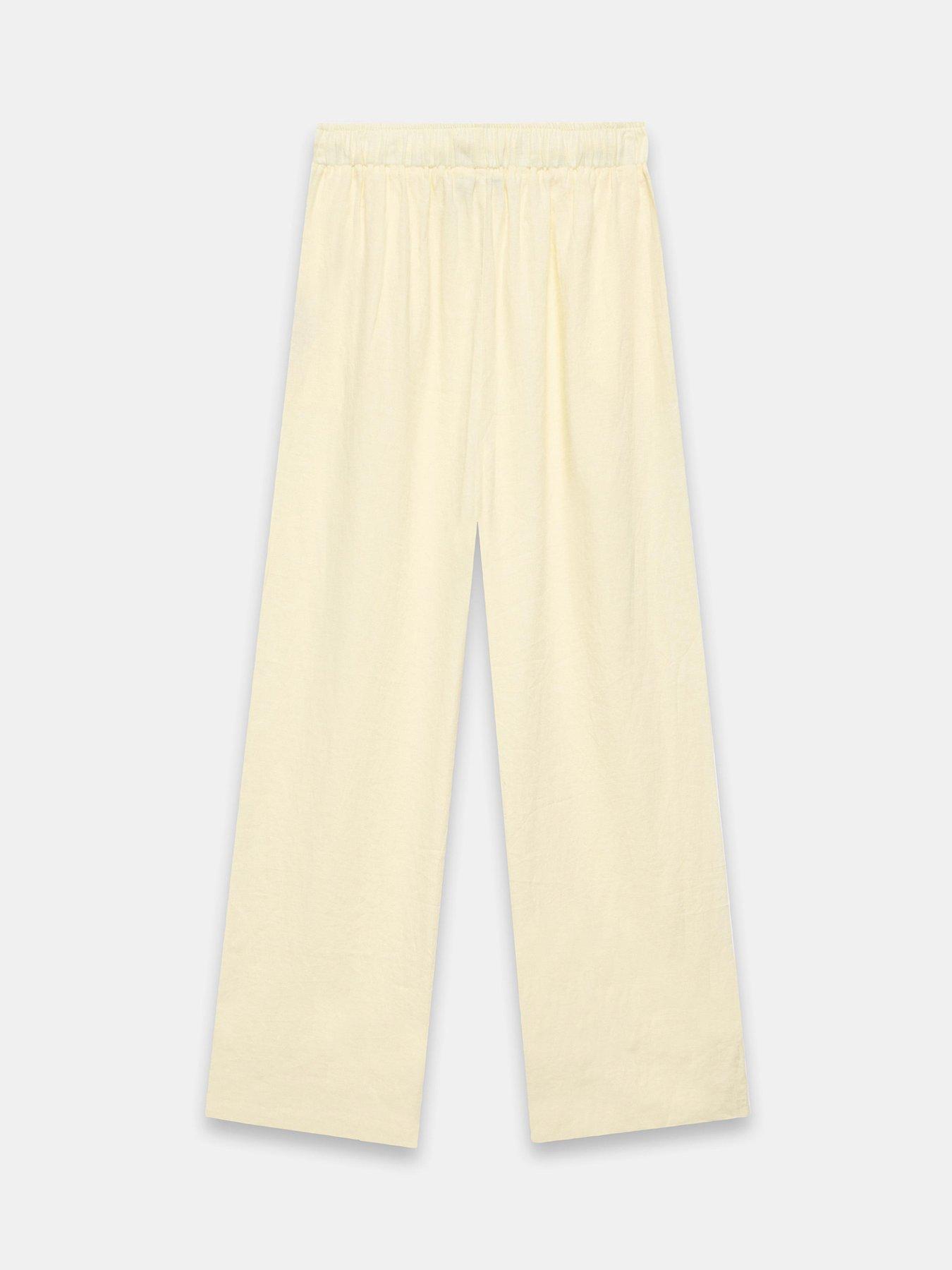  image of mint-velvet-yellow-linen-wide-leg-trousers