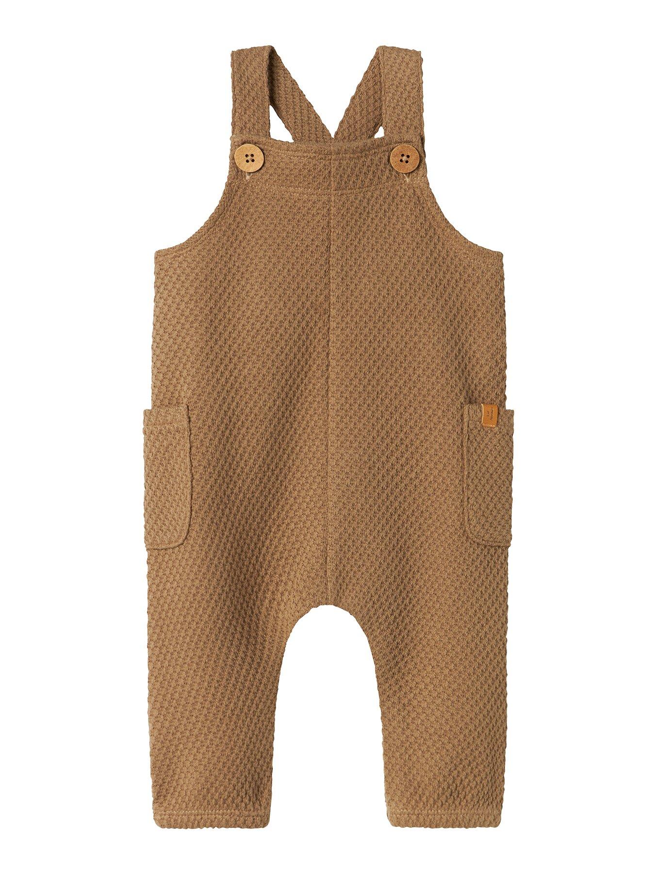 undefined Baby Boys Textured Dungaree - Brown