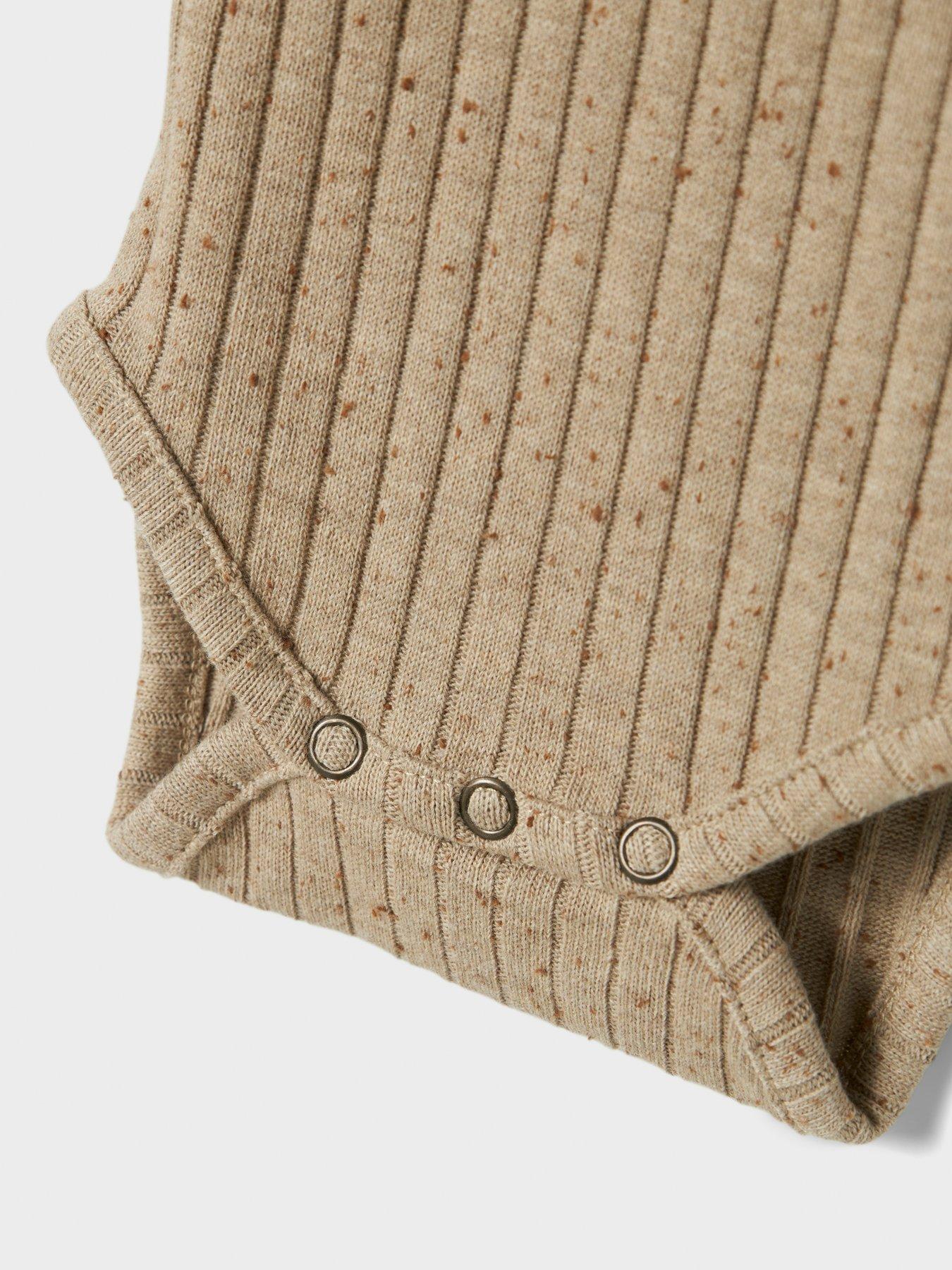 Image 3 of 3 of Lil Atelier Baby Boys Marl Long Sleeve Bodysuit - Brown