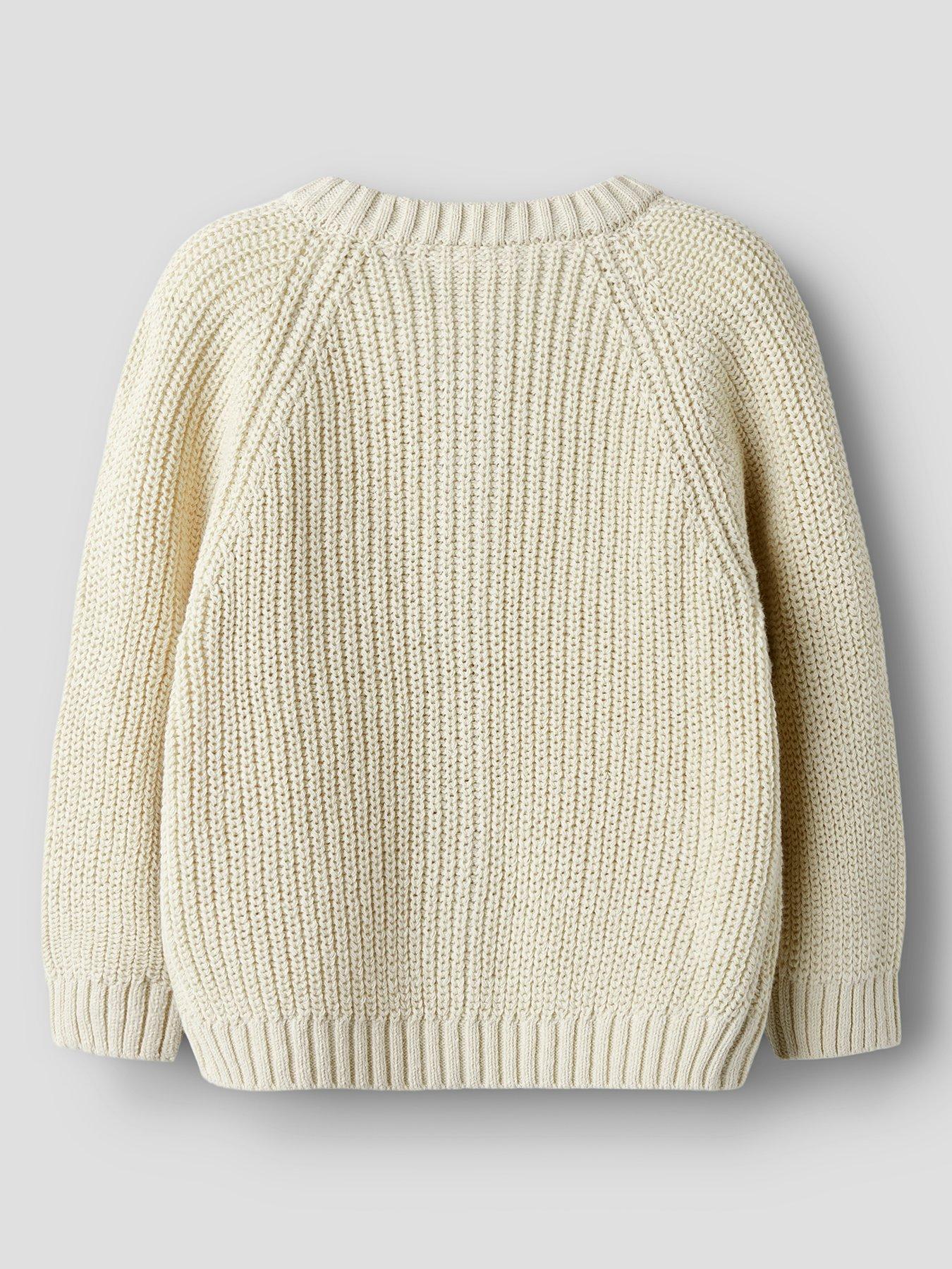 Image 2 of 3 of Lil Atelier Mini Girls Heart Knitted Cardigan - Beige
