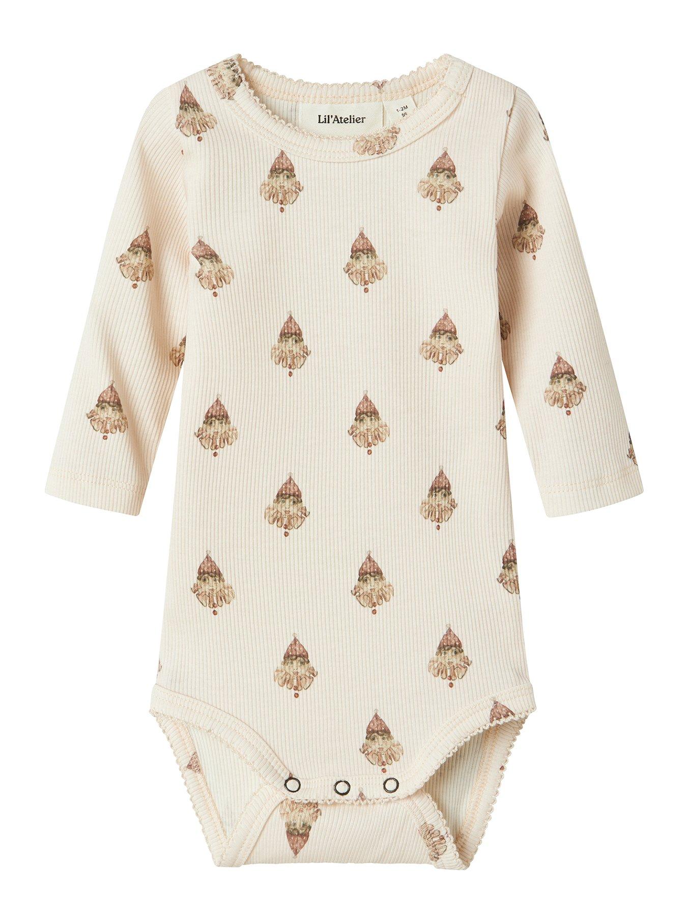 Lil Atelier Baby Girls Circus Print Long Sleeve Bodysuit - Light Pink