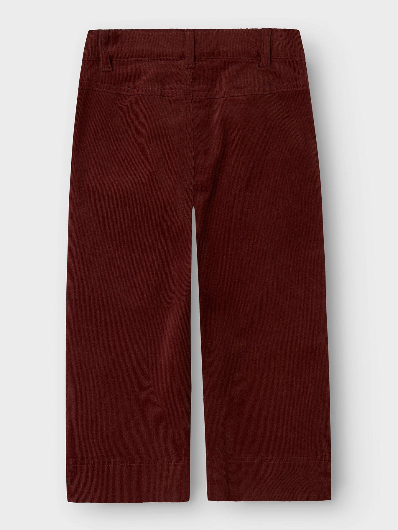  image of lil-atelier-mini-girls-cord-trousers-dark-red