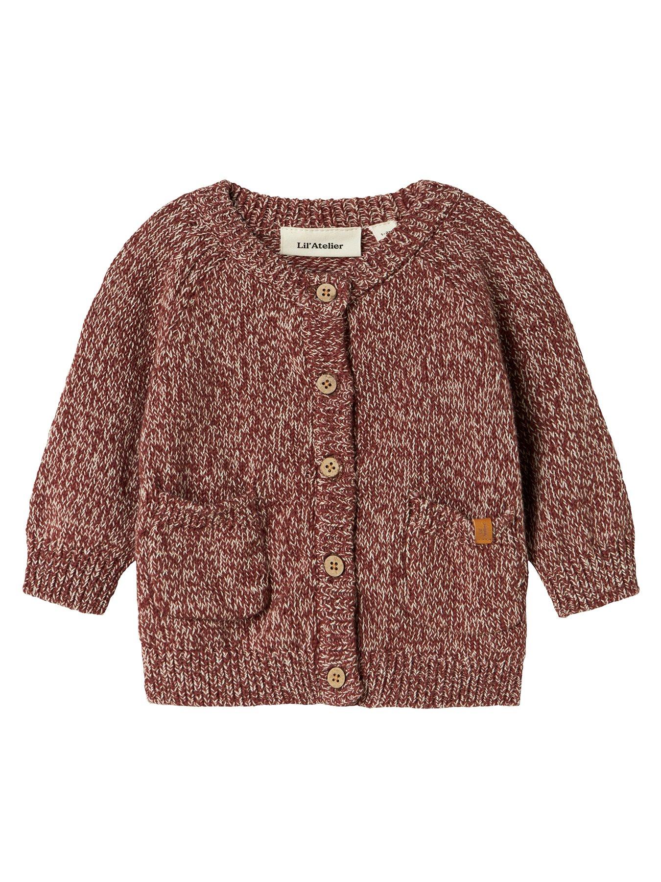 undefined Baby Unisex Speckled Knitted Cardigan - Dark Red