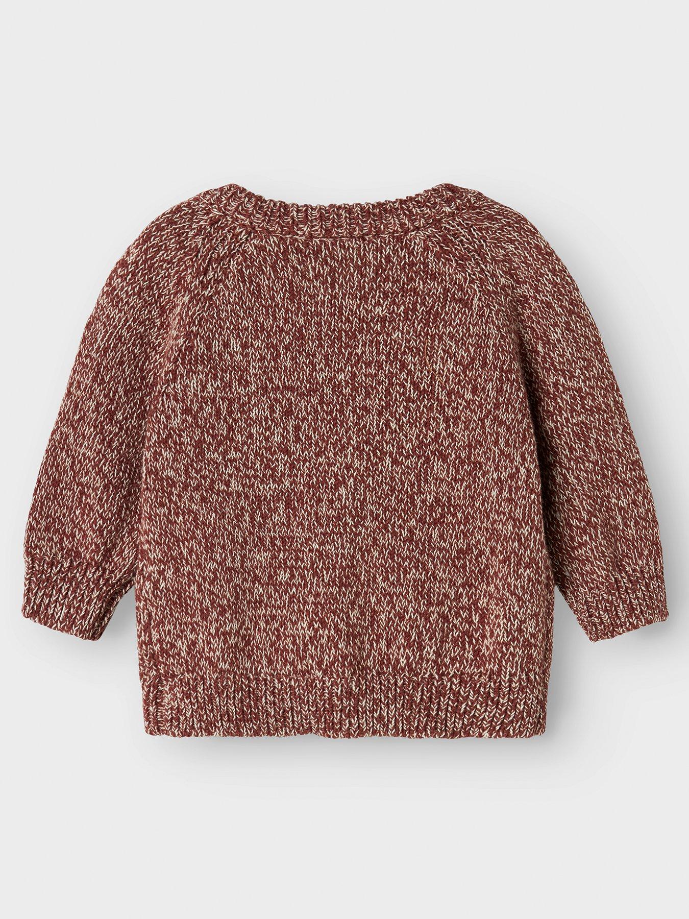 Image 2 of 3 of Lil Atelier Baby Unisex Speckled Knitted Cardigan - Dark Red