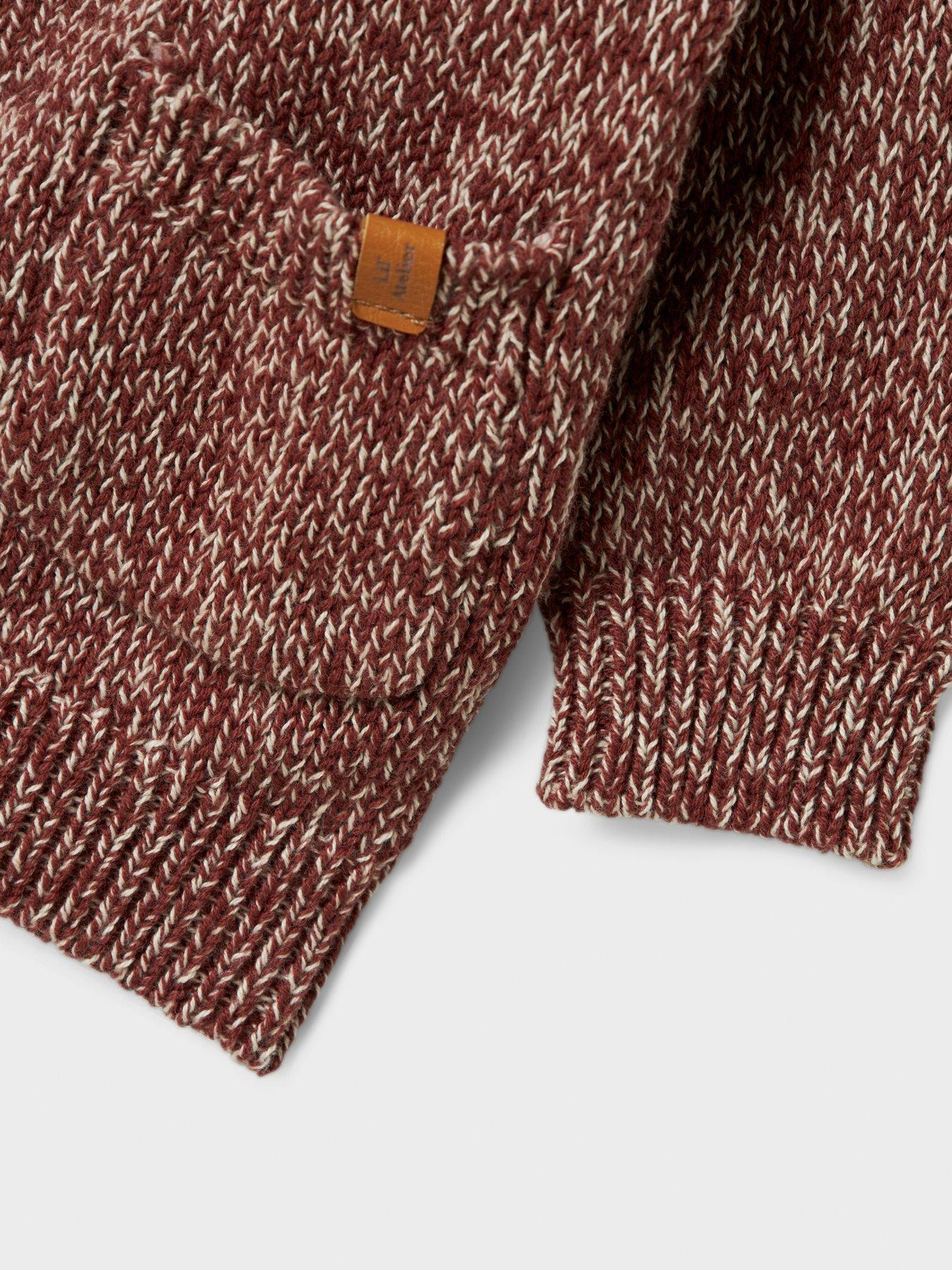 Image 3 of 3 of Lil Atelier Baby Unisex Speckled Knitted Cardigan - Dark Red
