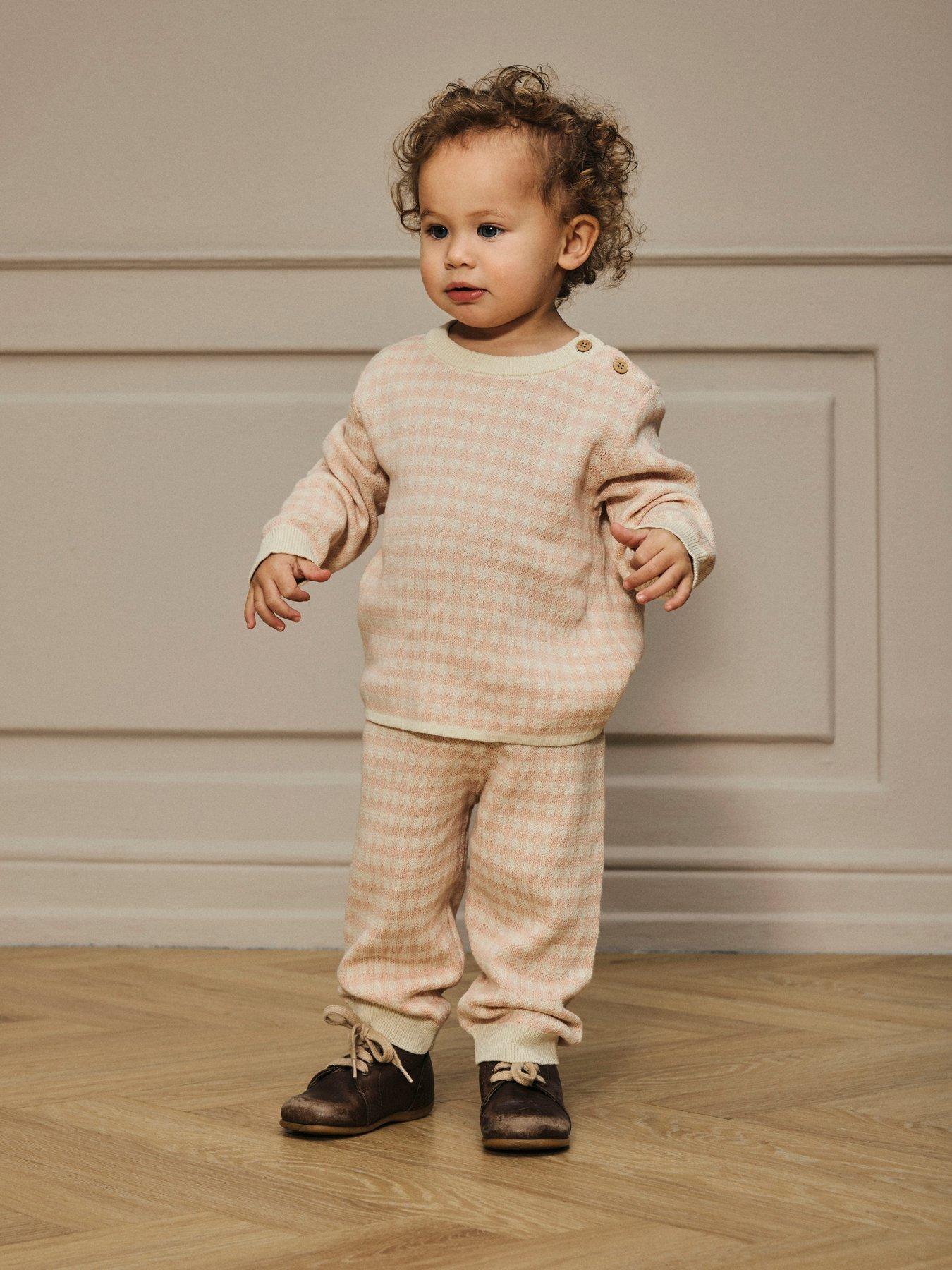 undefined Baby Girls Gingham Knitted Jumper - Light Pink