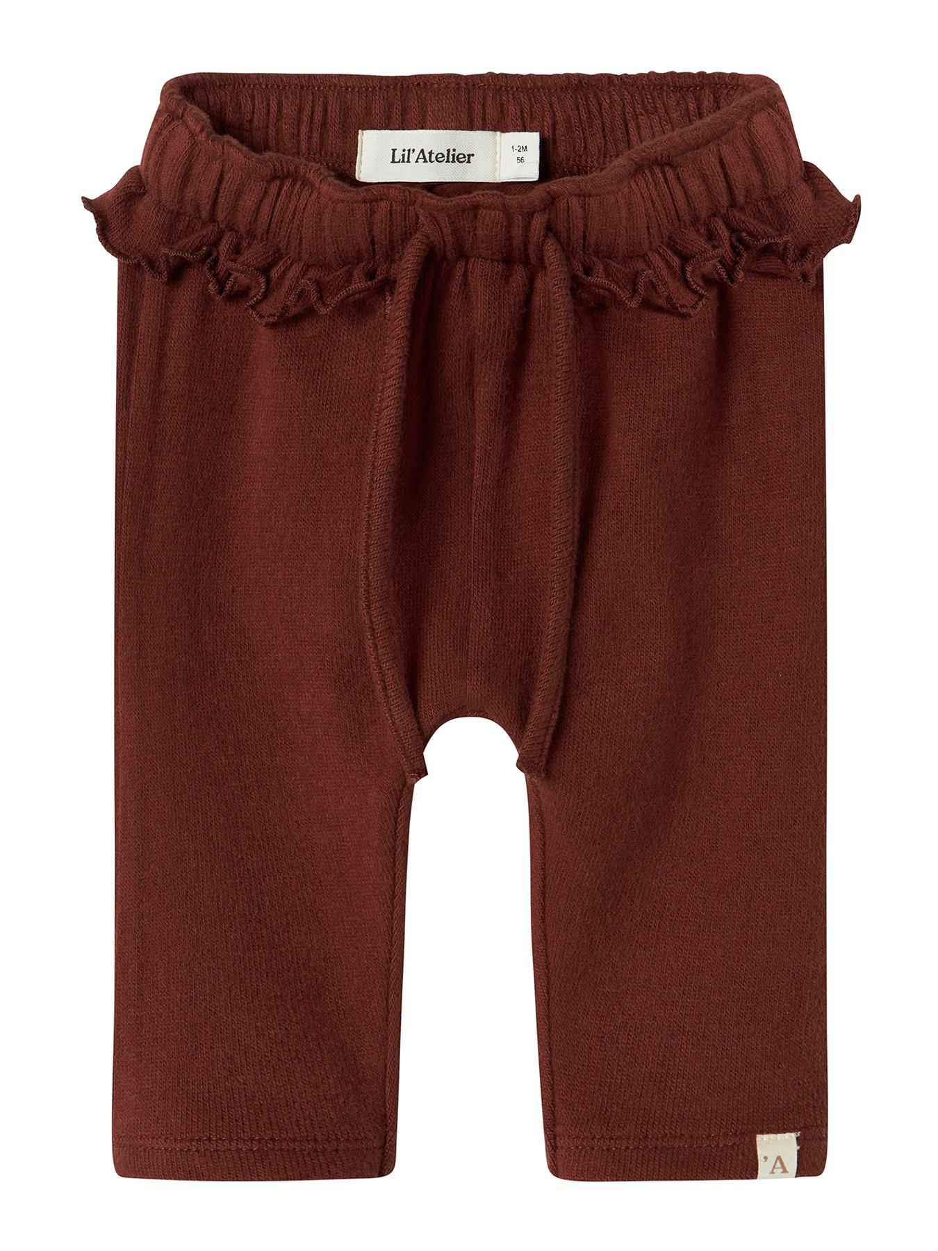 Lil Atelier Baby Girls Frill Jersey Trousers - Dark Red
