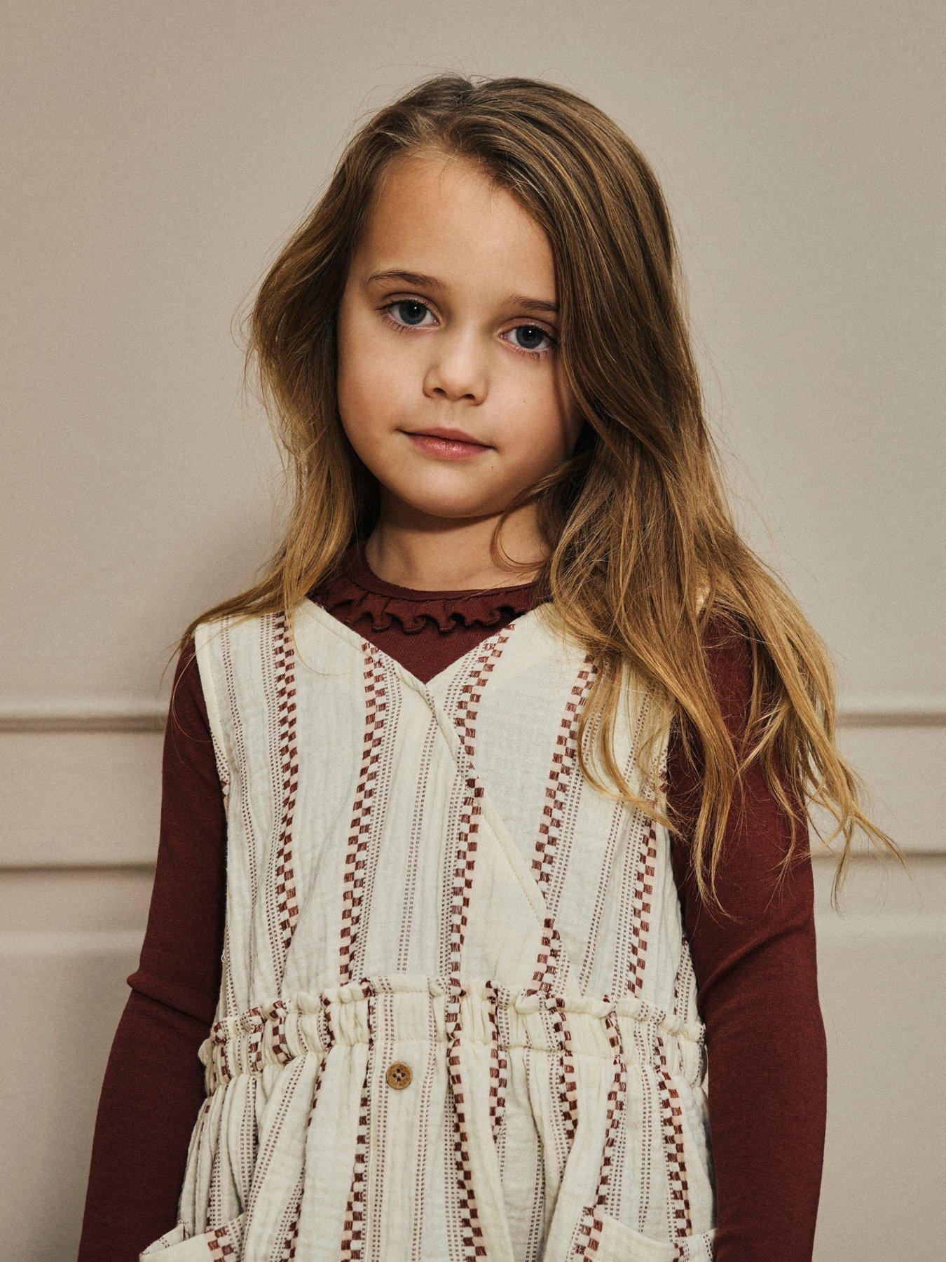 Image 2 of 4 of Lil Atelier Mini Girls Frill Long Sleeve Tshirt - Dark Red