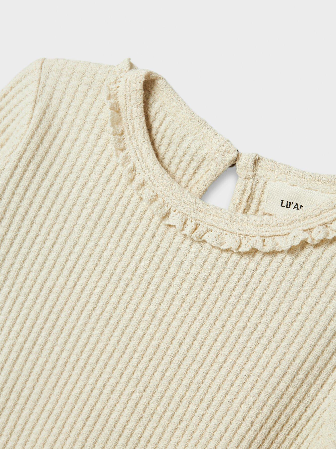 Image 4 of 4 of Lil Atelier Mini Girls Frill Long Sleeve Tshirt - Cream