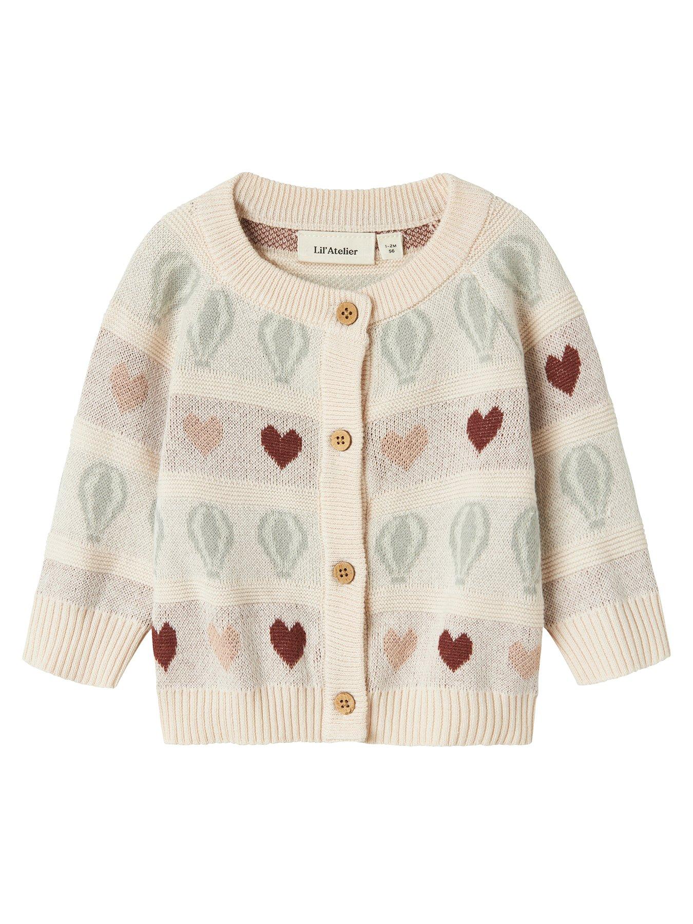 Lil Atelier Baby Girls Hot Air Balloon Knitted Cardigan - Light Pink