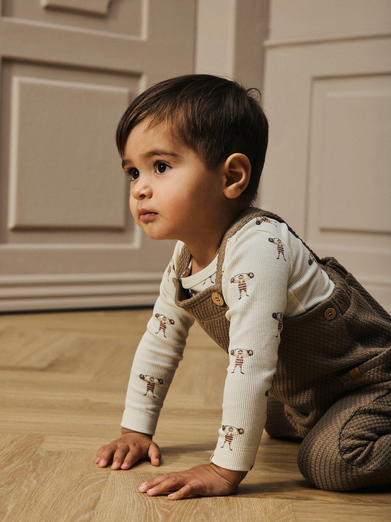 undefined Baby Boys Strong Man Print Long Sleeve Bodysuit - Cream