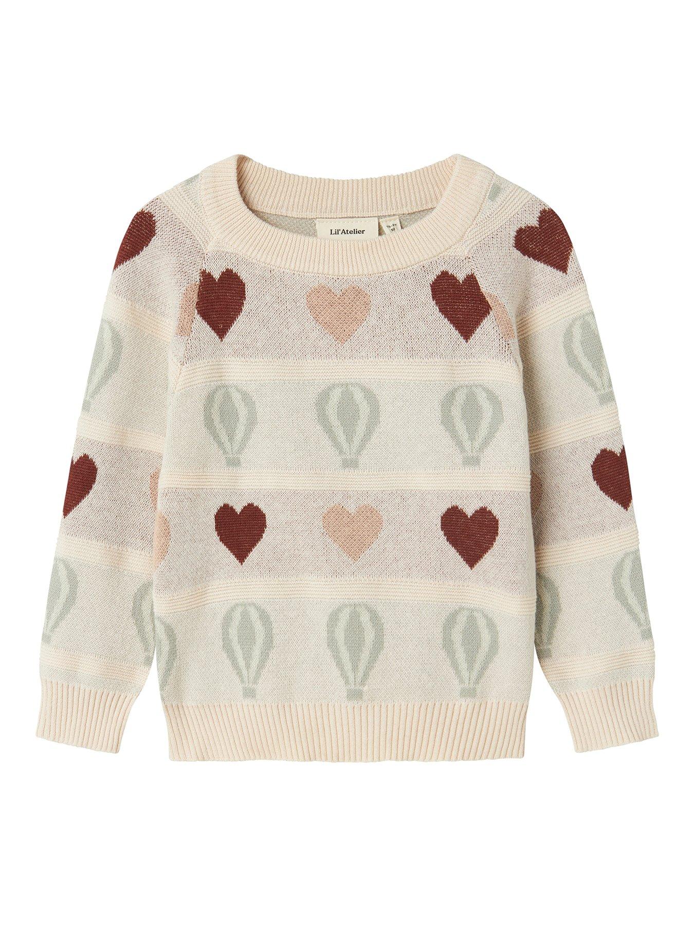 Image 2 of 5 of Lil Atelier Mini Girls Hot Air Balloon Knitted Jumper - Light Pink