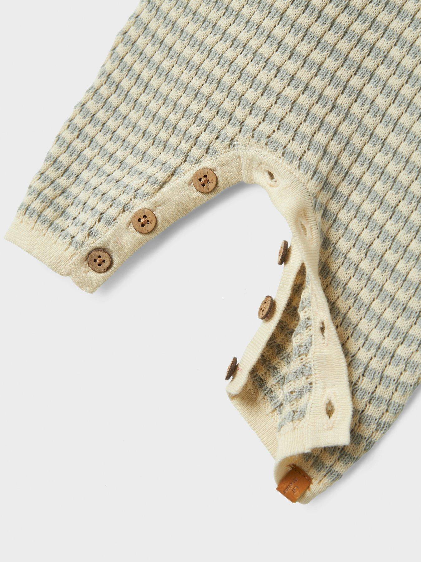 Image 5 of 6 of Lil Atelier Baby Boys Textured Knitted Romper - Grey