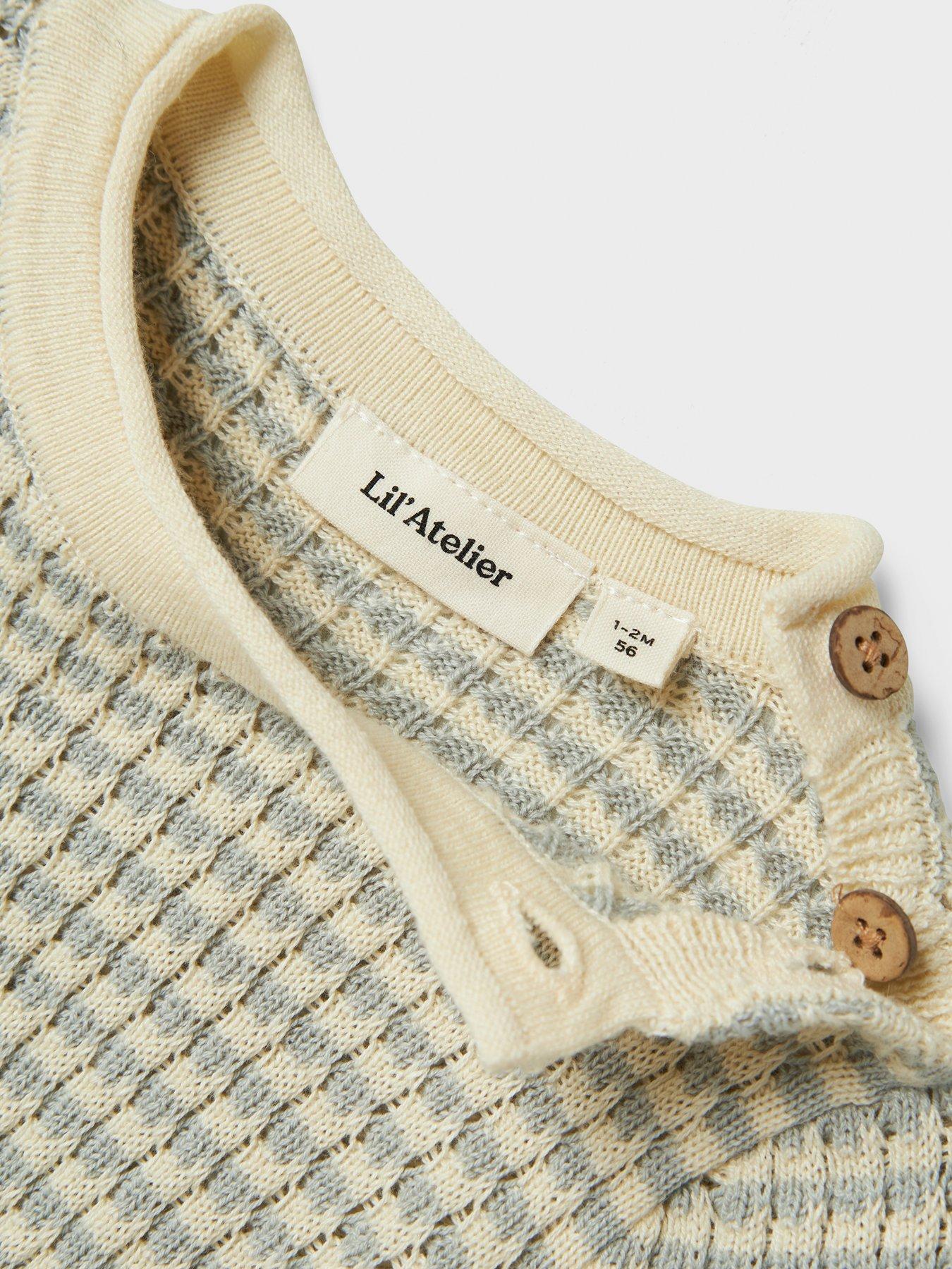 Image 6 of 6 of Lil Atelier Baby Boys Textured Knitted Romper - Grey