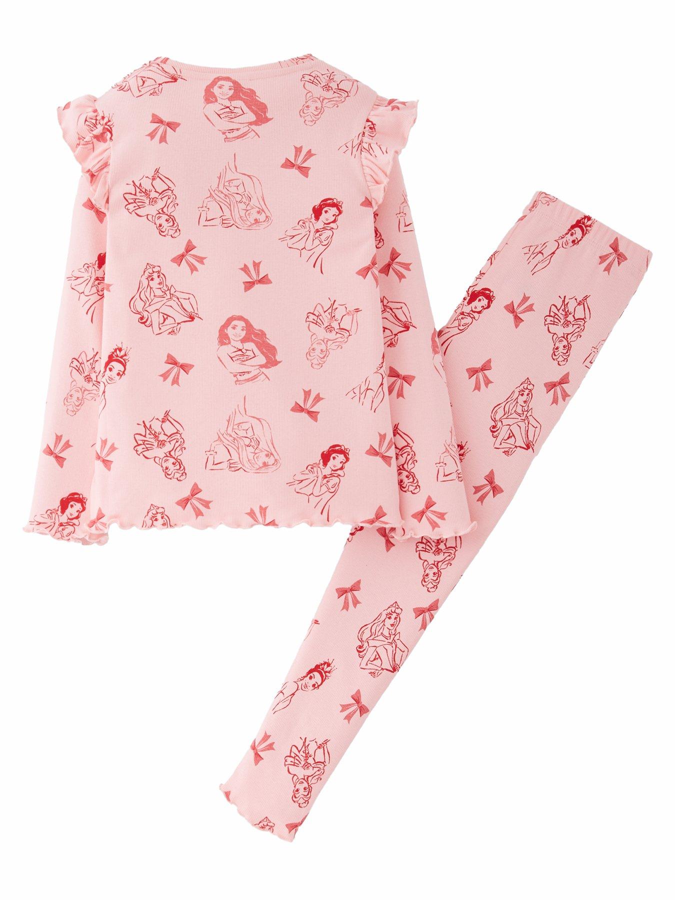 Image 2 of 4 of Disney Princess All Over Print Ribbed Pyjamas - Pink