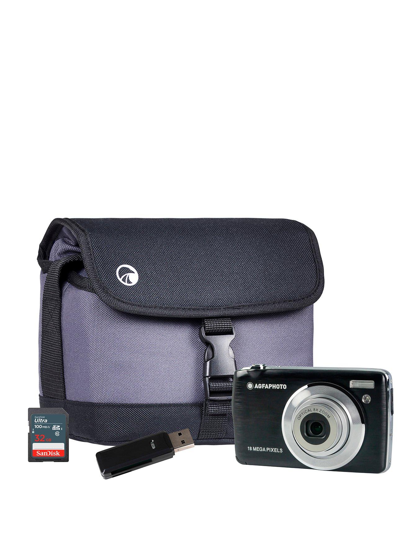 Agfa DC8200 Camera Kit with Sandisk 32GB SD, Card Reader  &  Shoulder Bag - Black