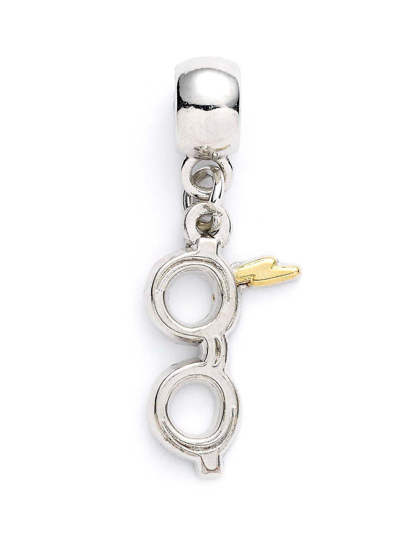 Image 1 of 2 of Harry Potter Lightning Bolt with Glasses Slider Charm Silver